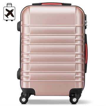 *KOFFER-BARON* Handgepäck-Trolley Hartschalenkoffer Premium Kabinnenkoffer Handgepäck ABS, Rosegold