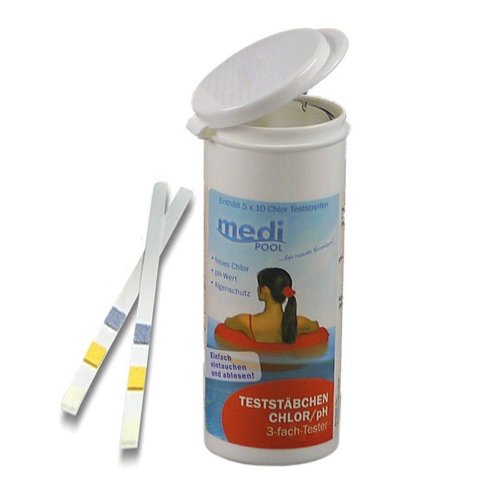 mediPOOL Wasserteststreifen mediPOOL 3 in 1 Teststreifen Chlor, pH-Wert &