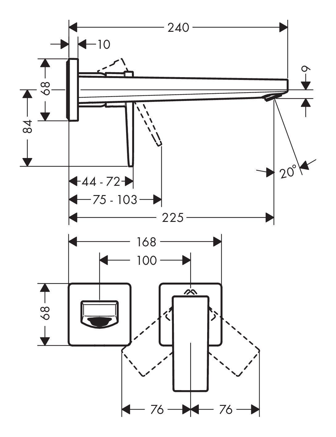 Thumbnail - hansgrohe Unterputzarmatur Metropol Waschtischmischer mit Hebelgriff Unterputz Ausladung 225 mm
