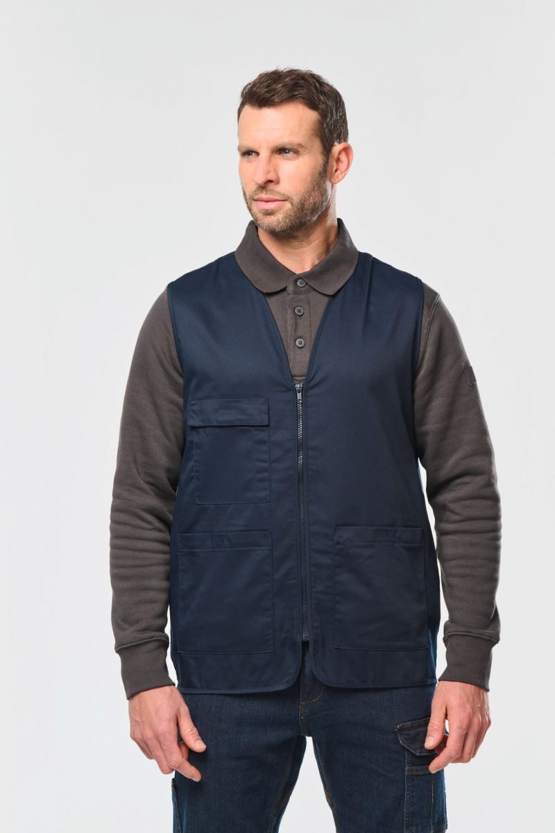 WK. Designed To Work Arbeitsweste Unisex-Weste aus Baumwollpolyester mit mehreren Taschen