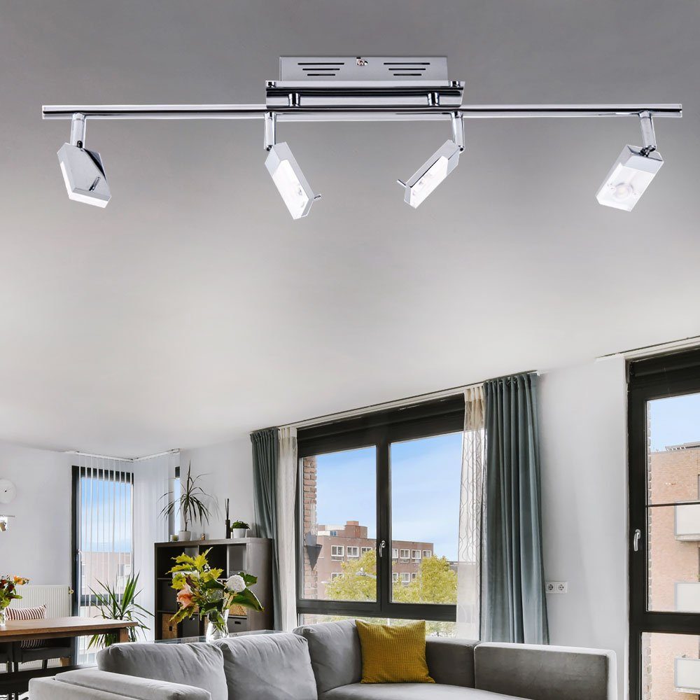 Lampe Leuchte Deckenleuchte, Warmweiß, verbaut, verstellbar LED Wohnzimmer Decken fest LED-Leuchtmittel Brilliant chrom Metall LED