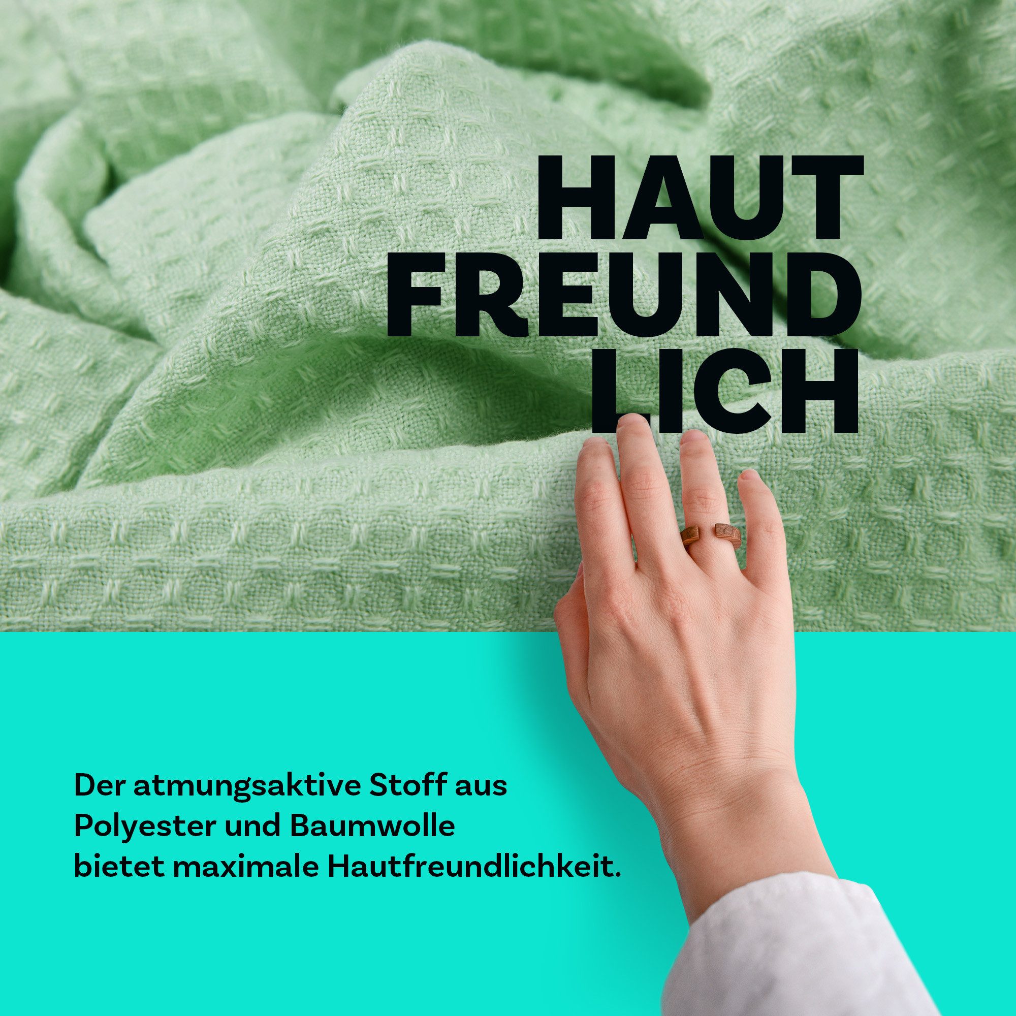 Wohndecke für den Sommer Piqué 140x200cm, Bestlivings, 52% Polyester/48% Baumwolle, atmungsaktiv, trocknergeeignet, OEKO-TEX