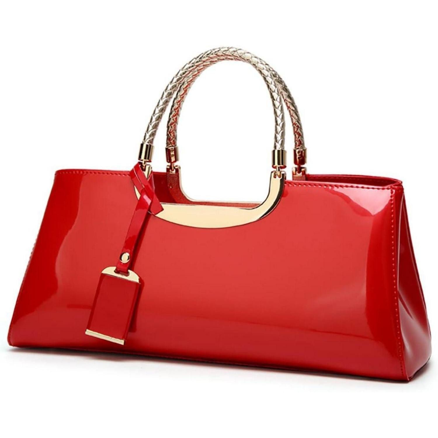 LuxusKollektion Handtasche Damen Handtasche PU-Lackleder Henkeltasche Abendtasche Hochzeit_rot