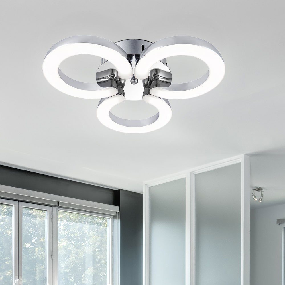 LED Decken Leuchte chrom Ring Design verstellbar Wohn Zimmer Lampe dimmbar Glas 
