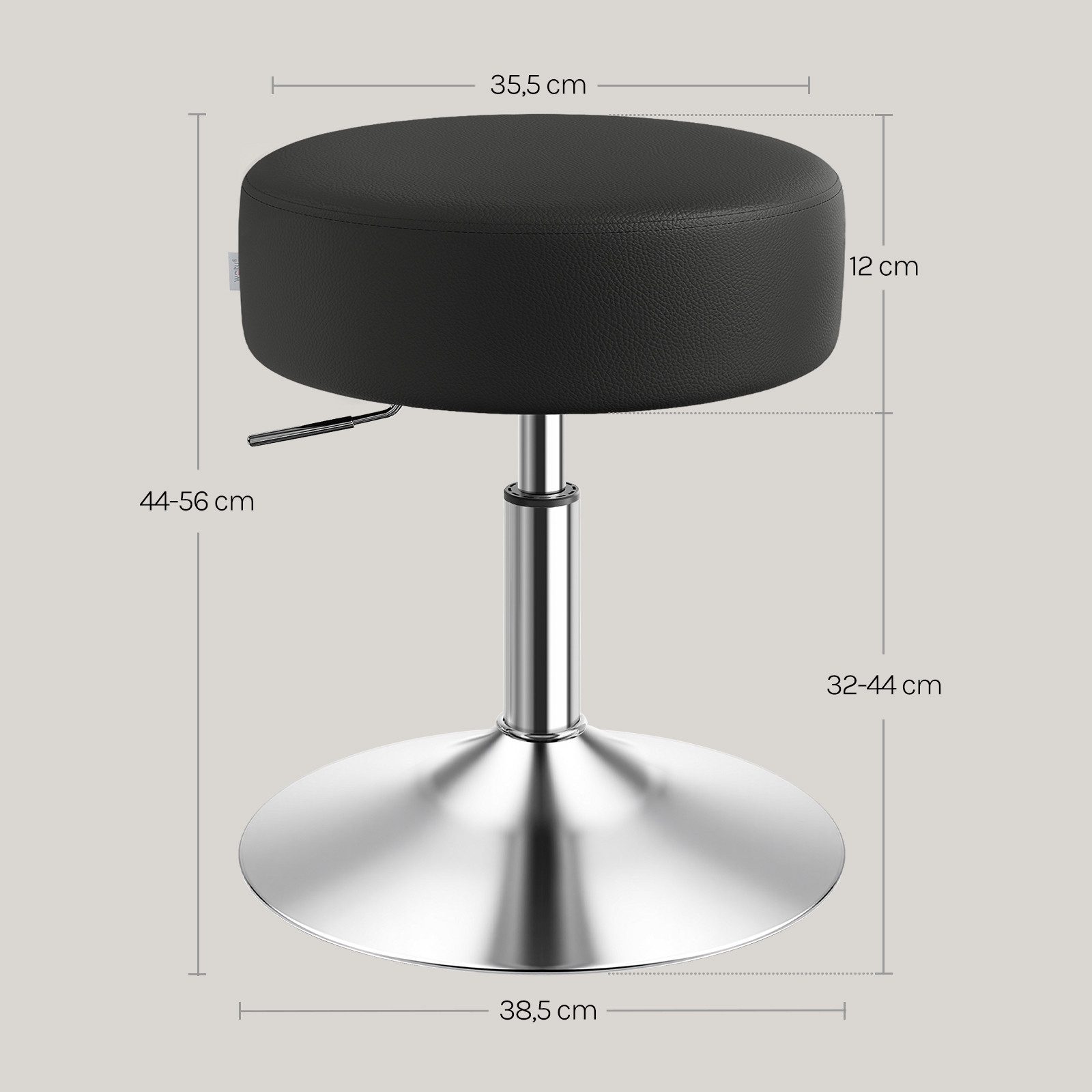 Woltu Drehhocker (1 St), Schminkhocker Kunstleder mit verchromtem Metallgestell