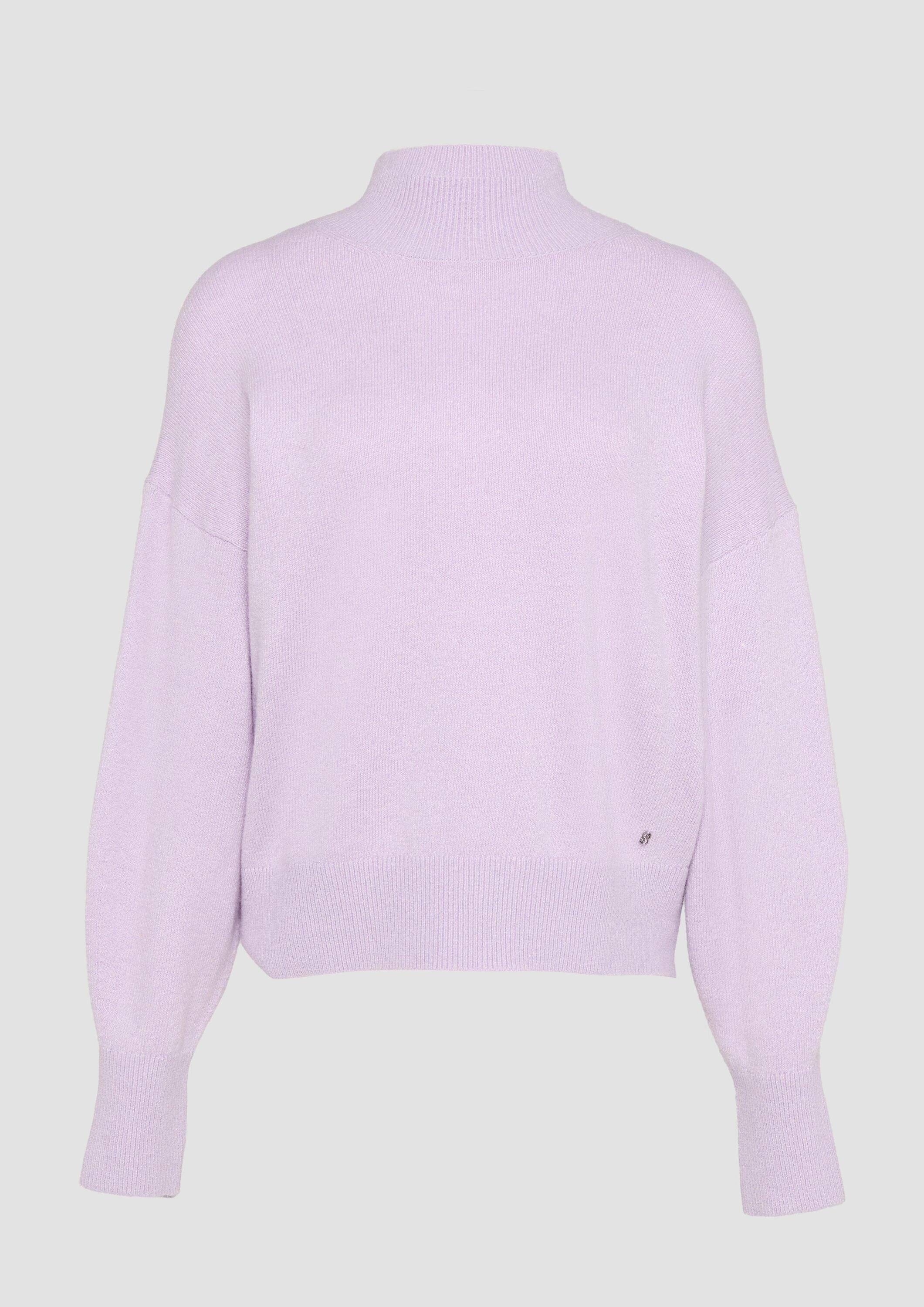 s.Oliver Longpullover Strickpullover Strickpullover im Relaxed Fit mit Stehkragen