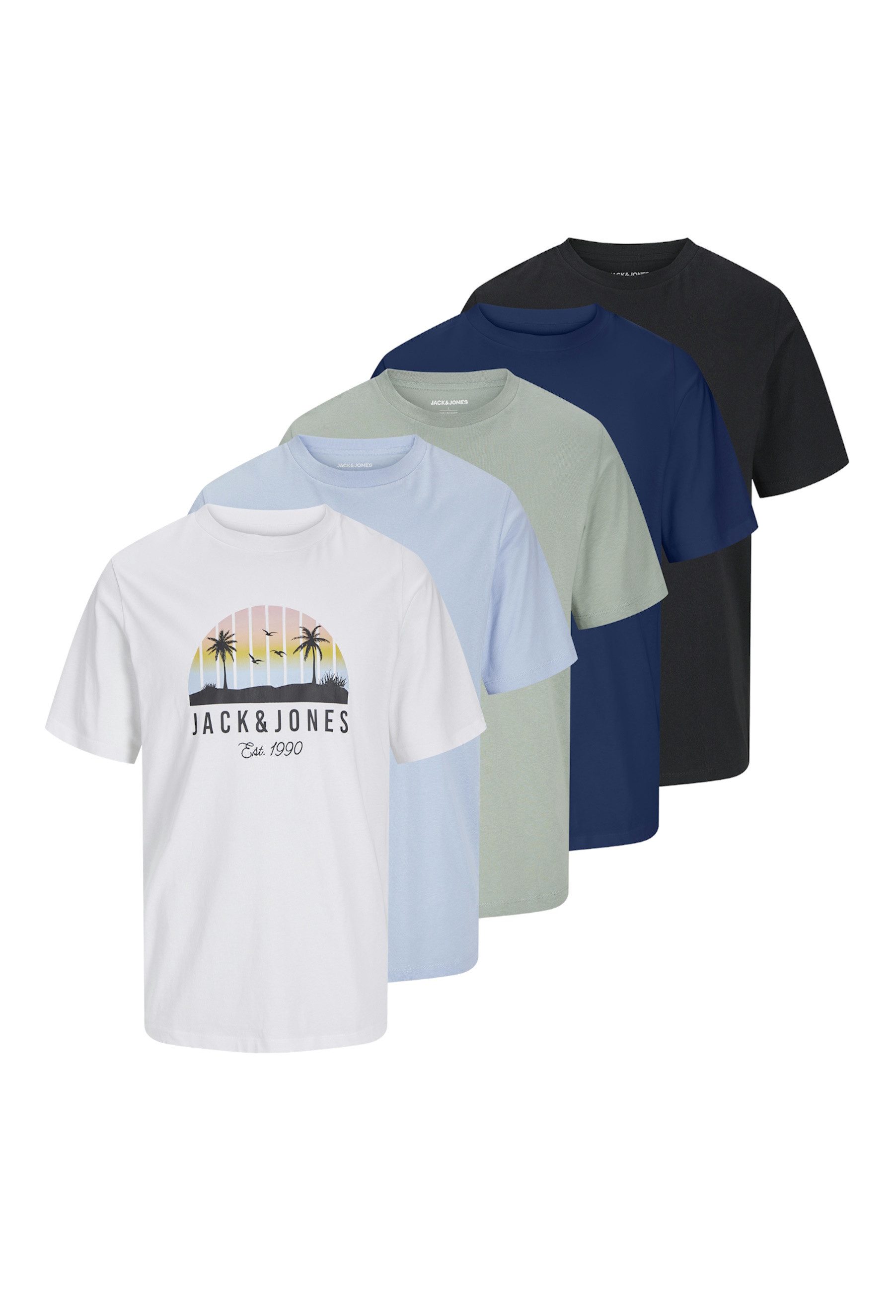 T-Shirt T-Shirt PALM Kurzarmshirt 5er Pack