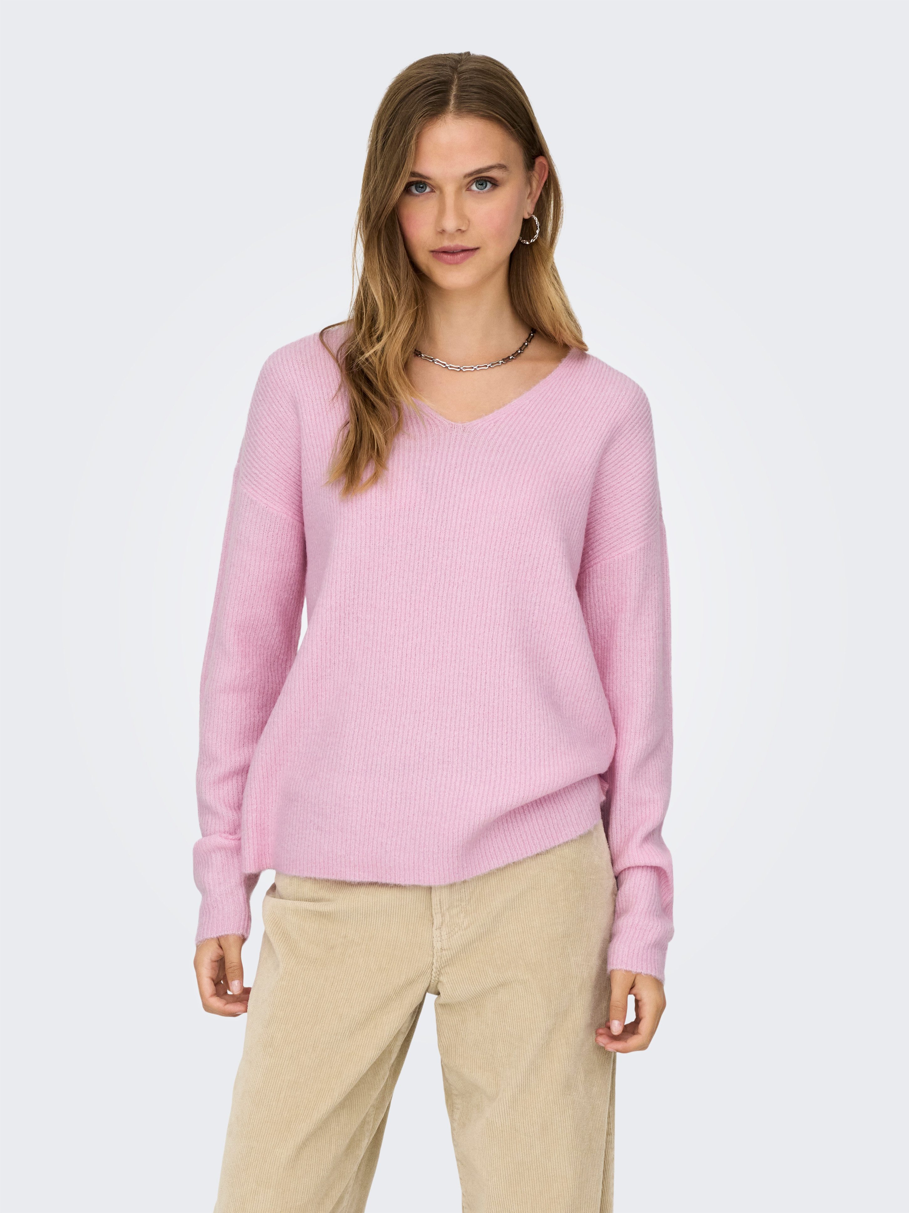 ONLY V-Ausschnitt-Pullover ONLCAMILLA V-NECK L/S PULLOVER KNT NOOS Materialmix, regular fit