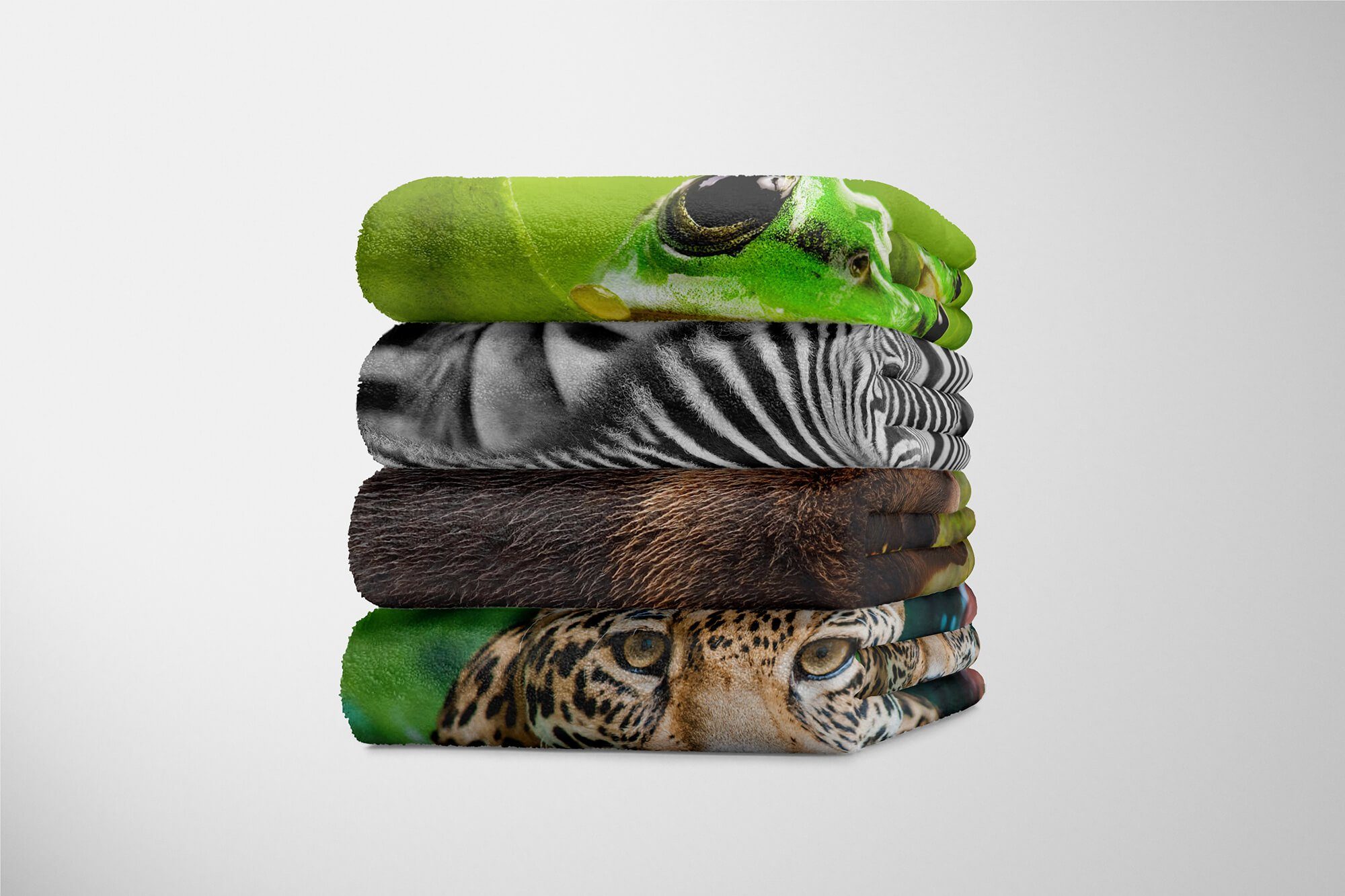 Sinus Art Handtücher mit Handtuch Natur, Wald Baumwolle-Polyester-Mix Saunatuch Tiermotiv Bär (1-St), Kuscheldecke Strandhandtuch Handtuch