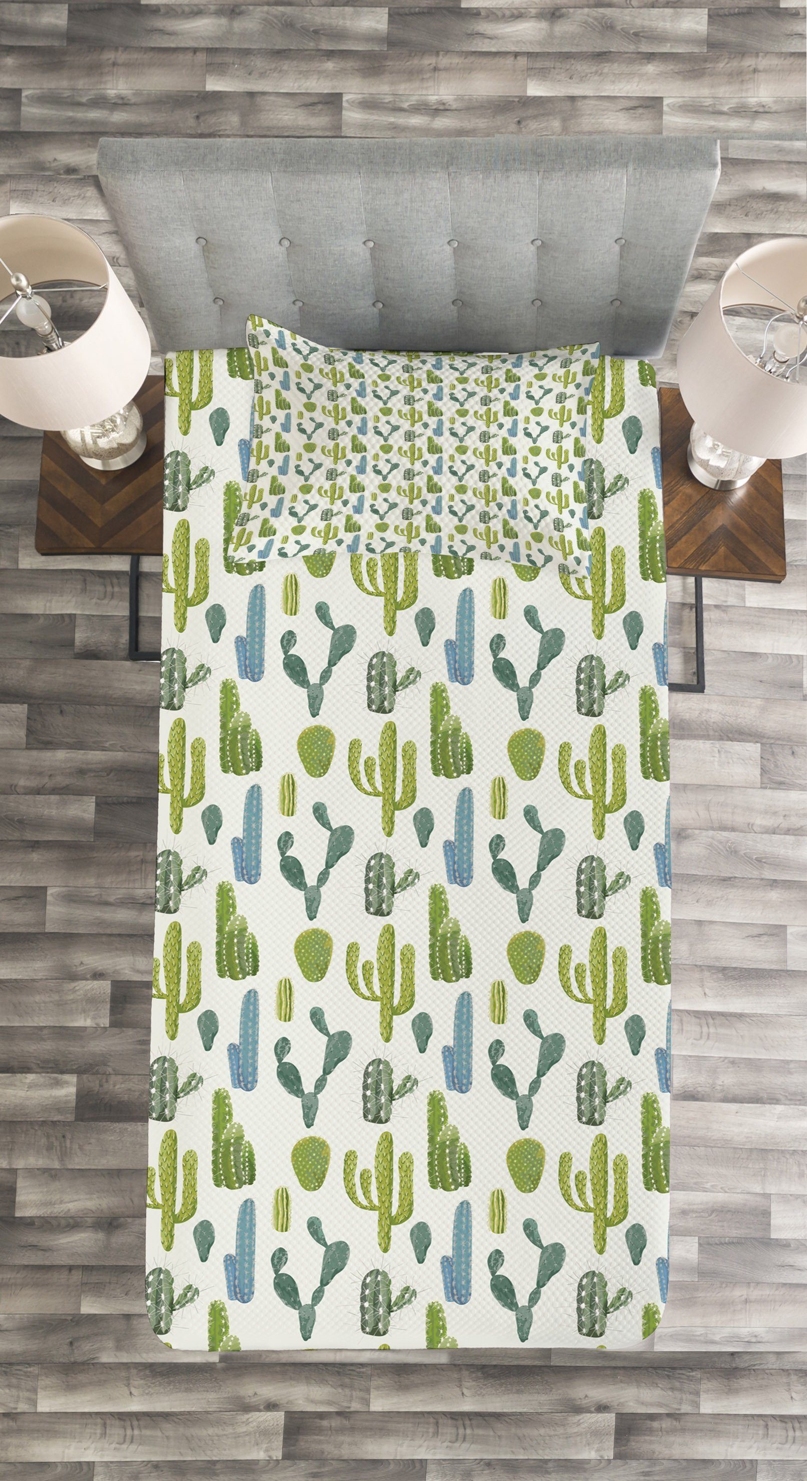 mit Waschbar, Kaktus Motiv Abakuhaus, Hand Drawn Set Kissenbezügen Tagesdecke Cacti