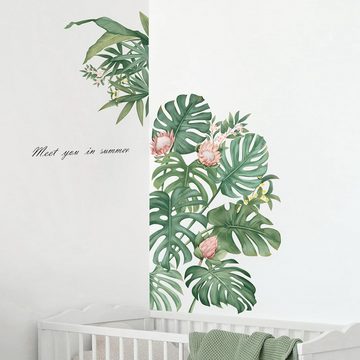 HIBNOPN 3D-Wandtattoo Tropische Pflanzen Wandtattoo Grüne Palme Blätter Natürliche Wanddeko (1 St)