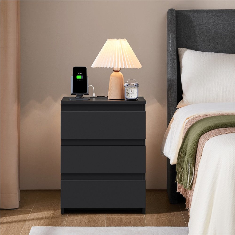 Yaheetech Nachttisch mit Ladestation, 2 USB-Anschlüsse und 2 AC-Steckdosen günstig online kaufen