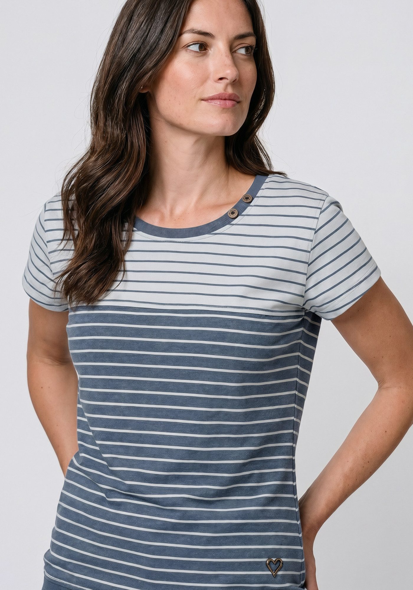 Alife & Kickin Rundhalsshirt CosmaAK B vielseitiges Basic-Shirt mit Streifen und breitem Saum