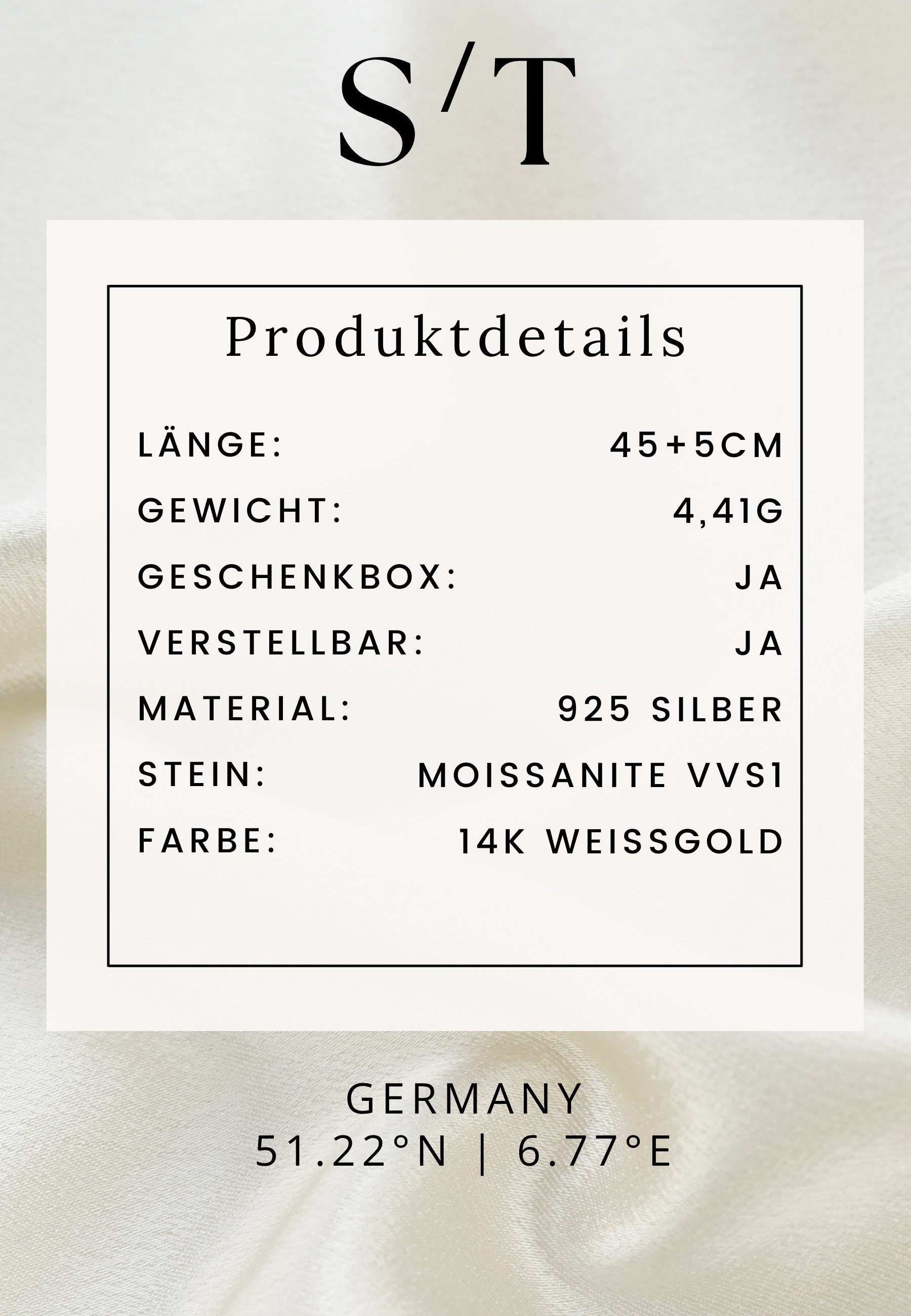 S&T Design Silberkette Damen 925 Silber Halskette Schneeflocke Anhänger (Geschenk für Damen, inkl. Geschenkbox), VVS1 Moissanite Diamant Frauen Kette 14K Weißgo – Bild 5 von 5