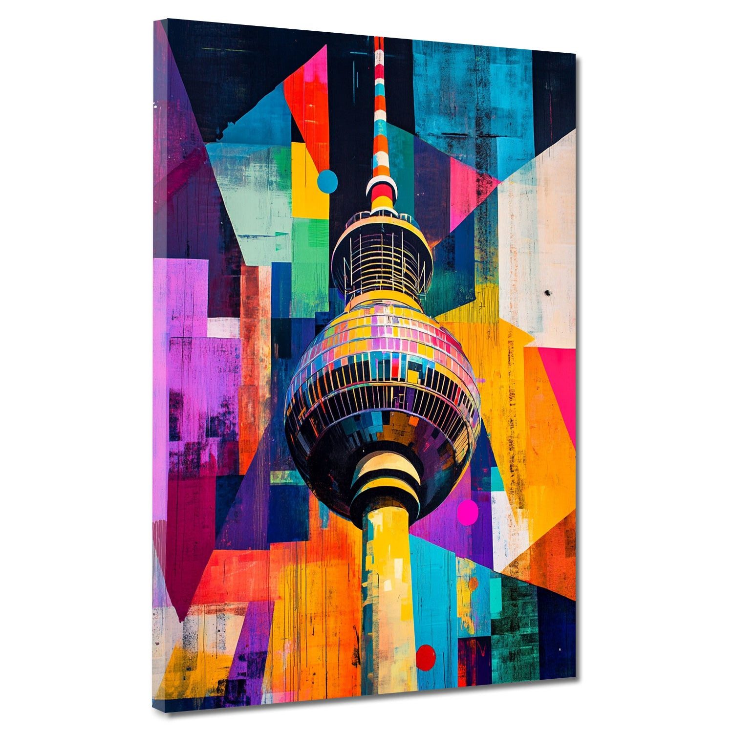 Artedinoi Leinwandbild Städte Pop Art Berlin Fernsehturm bunt Leinwandbild Wandbild Kunstdruc, Berliner Fernsehturm, bunt