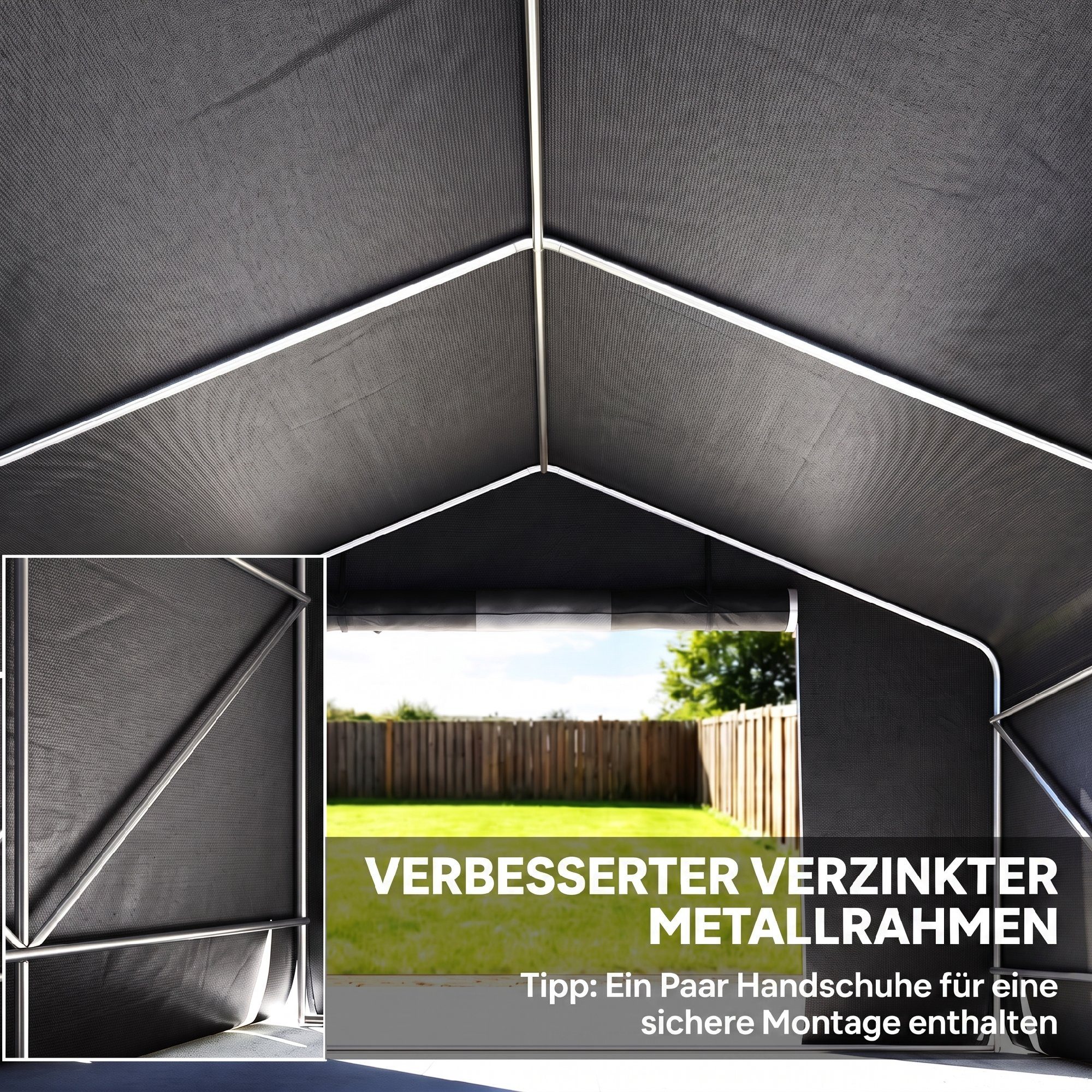 Outsunny Gerätezelt Garagenzelt 300 x 300 x 210 cm wasserdicht Fahrradgarage, Personen: 1 (wasserdicht Fahrradgarage, 1 tlg., Garagenzelt), für Gartengeräte Fah – Bild 4 von 5