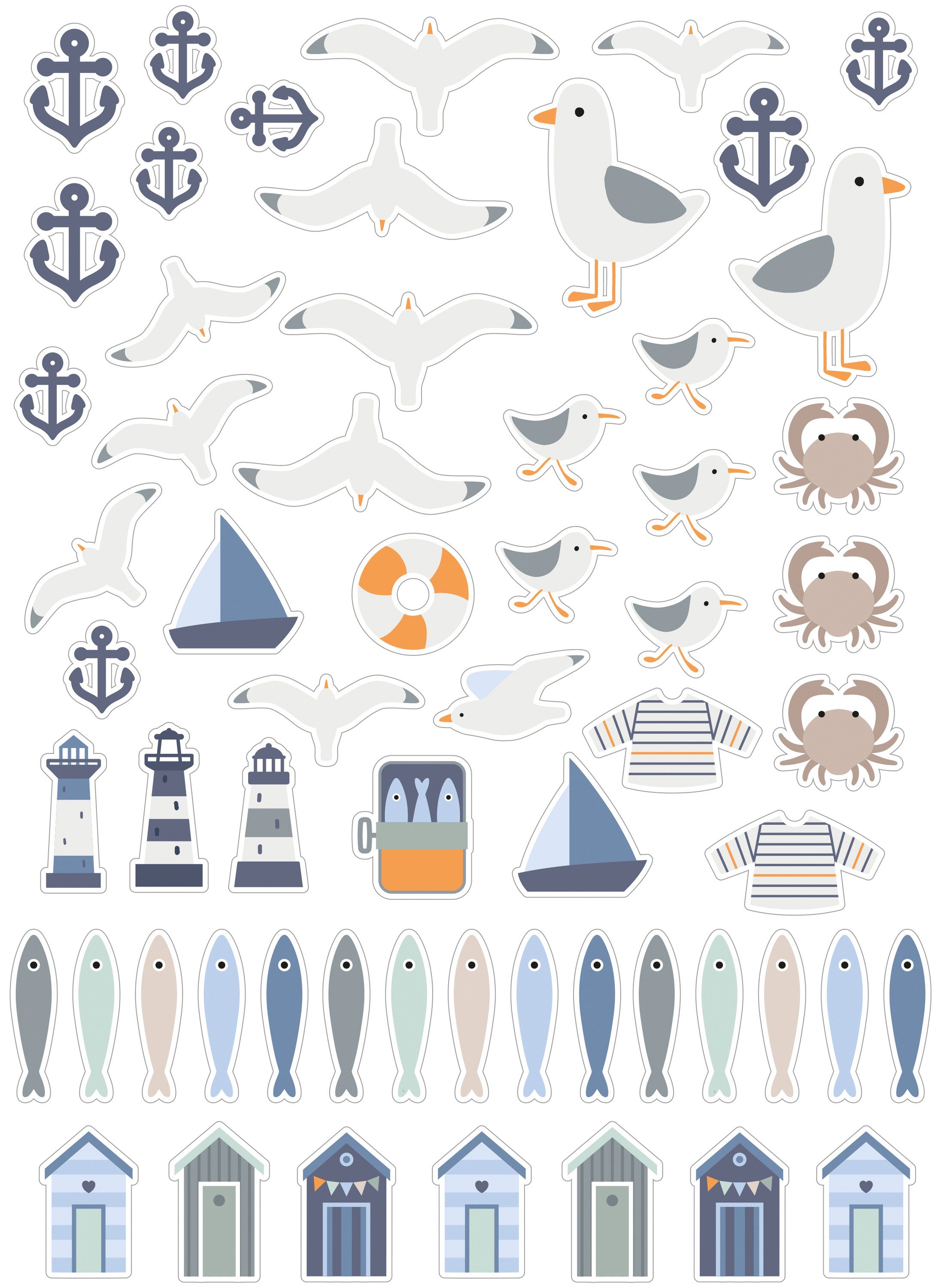 Artemio Sticker Paper Shapes 'Marée Haute', (60-tlg), 60 Stück