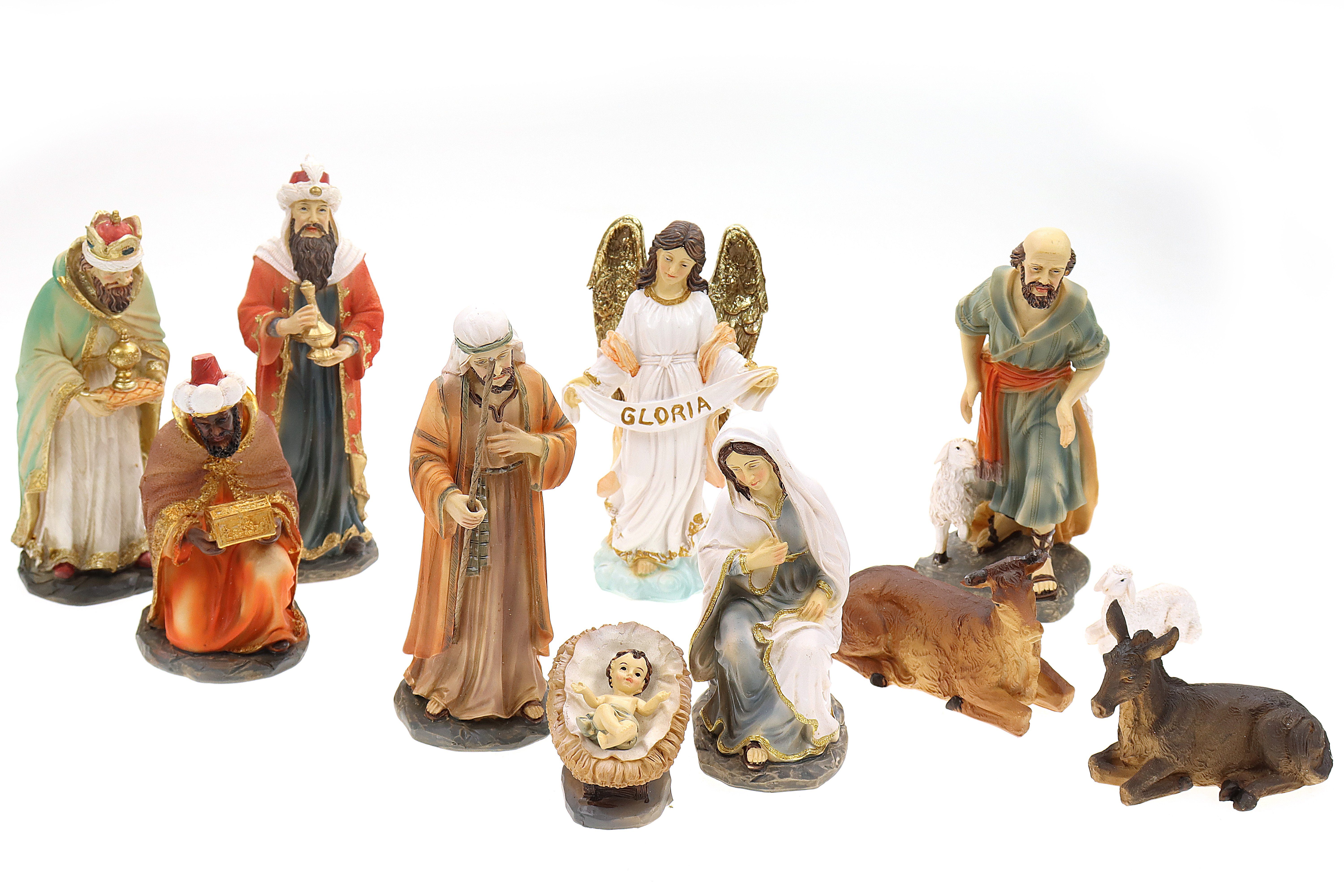 ELLUG Krippenfigur Krippenfiguren Set 11tlg. heilige Familie, heilige drei Könige, Engel & Hirte H.: 15cm (11 St)