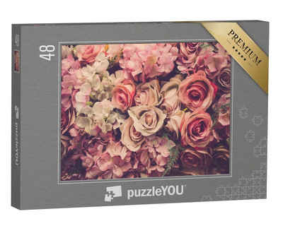 puzzleYOU Puzzle Rosa Rosen, 48 Puzzleteile, puzzleYOU-Kollektionen Rosen, Flora, Blumen, Schwierig, 500 Teile