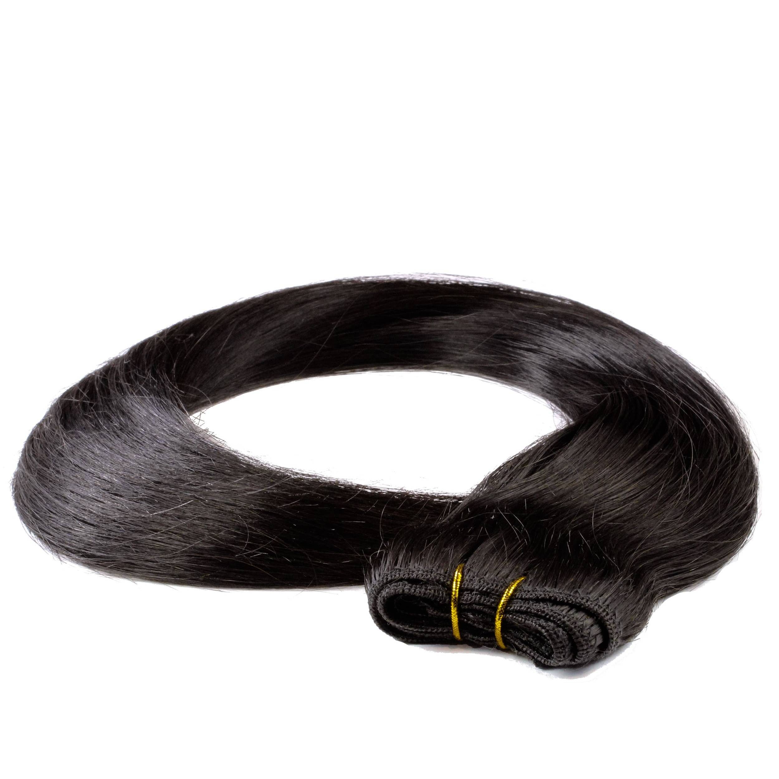 hair2heart Echthaar-Extension Glatte Echthaartresse #4/0 Dunkelbraun 60cm
