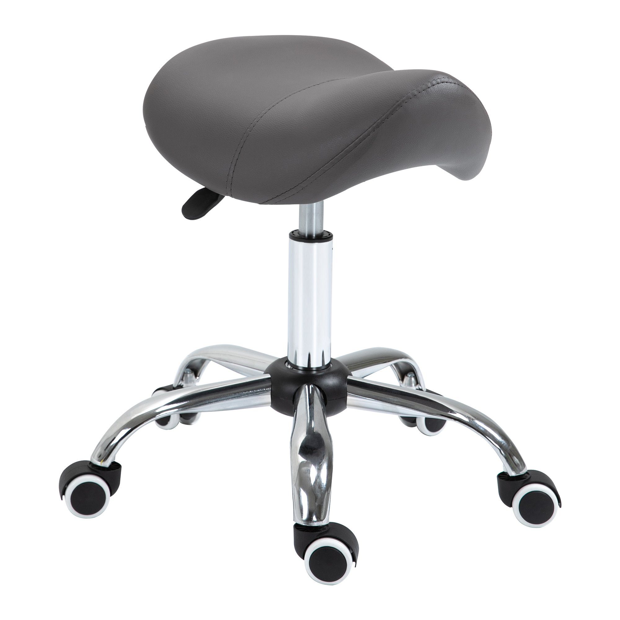 HOMCOM Rollsitz Höhenverstellbarer Salonhocker Drehhocker mit Rädern (Kosmetikhocker, 1 St., Arbeitshocker), Grau 52 x 53 x 49-61 cm