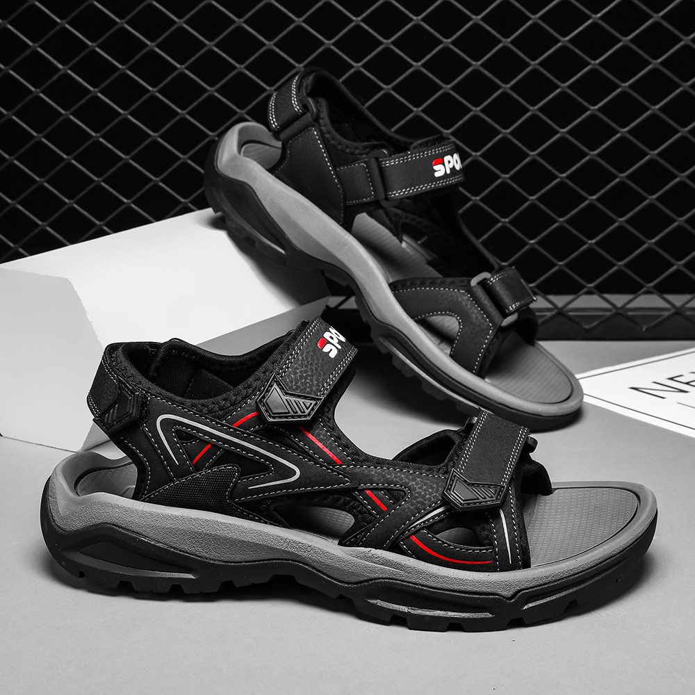 HUSK'SWARE Outdoorsandale (Robust, stilvoll und vielseitig kombinierbar., Klettverschluss-Patchwork) Lässige Strandsandalen