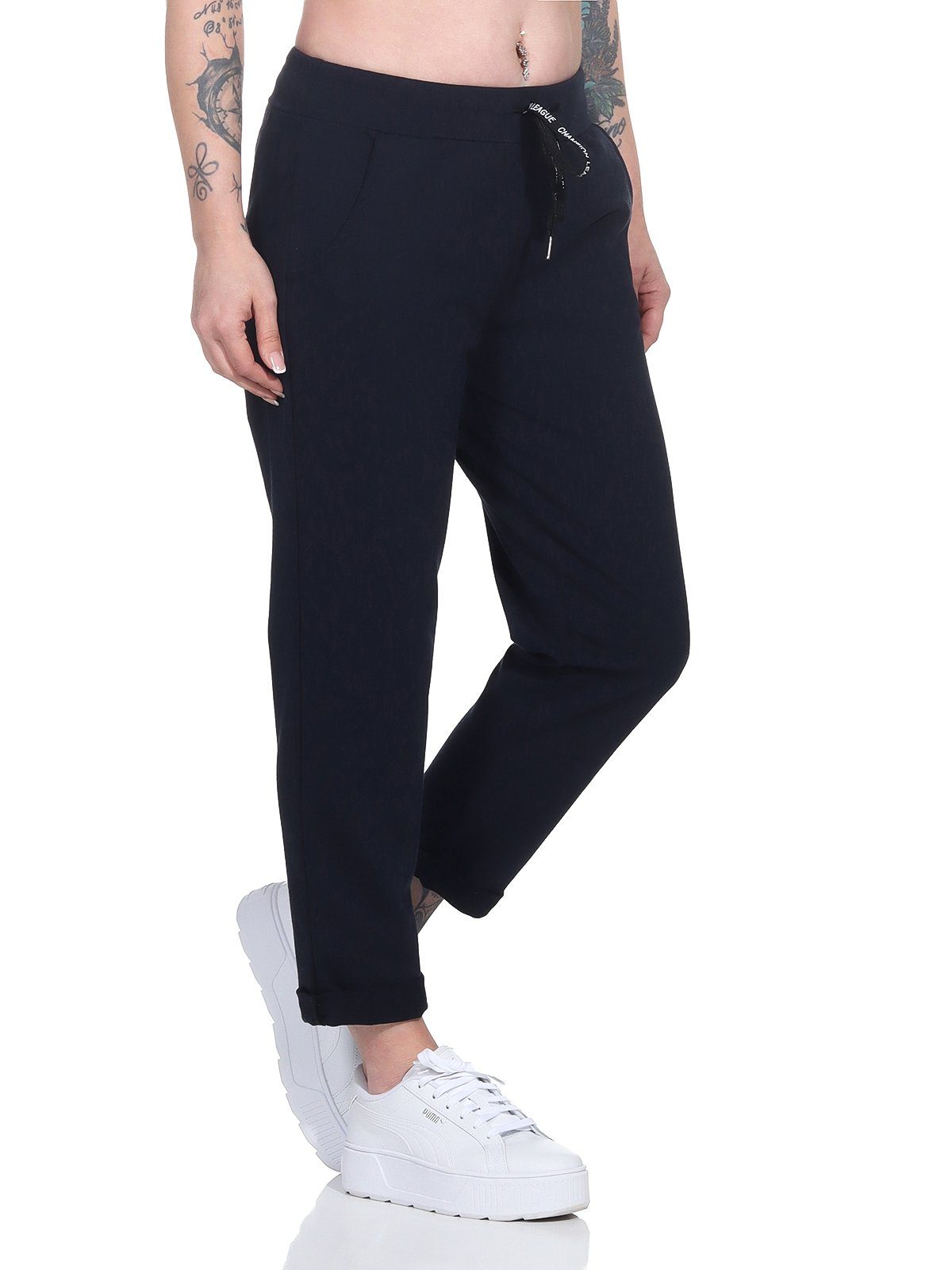 SRZYMJ Damen Sommerhose Baumwolle - Lockere Freizeithose 3/4 Langgröße