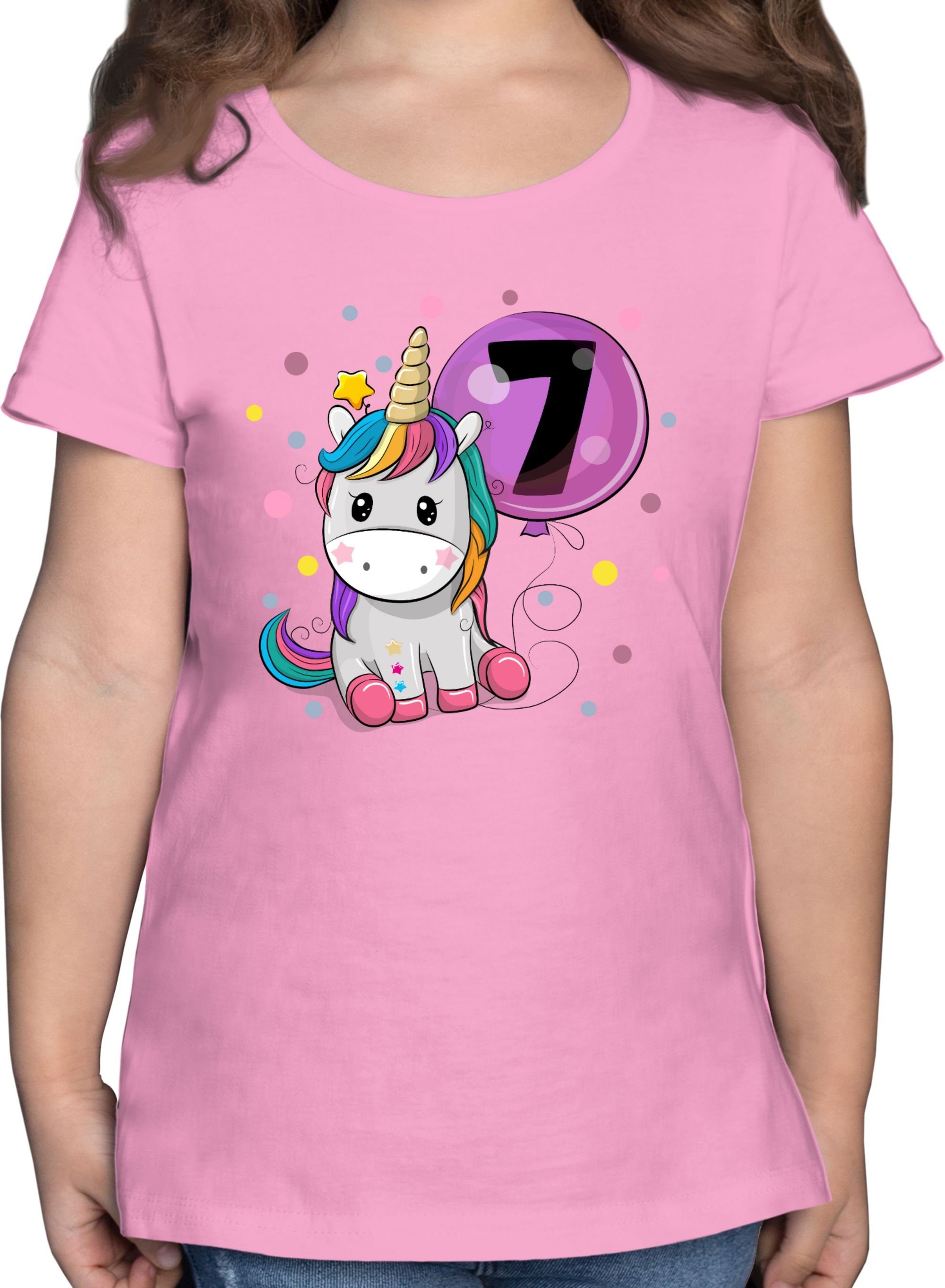 T-Shirt Einhorn 7 Geburtstag Mädchen Kindergeburtstag 7 Jahre