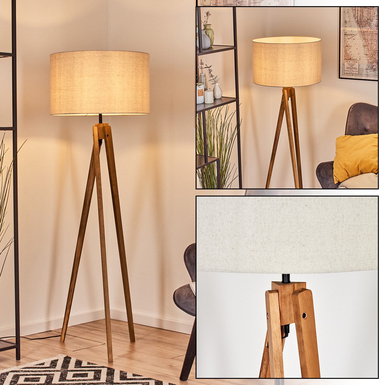 hofstein Stehlampe Stehlampe aus Metall/Holz im modernen Boho-Design, ohne günstig online kaufen