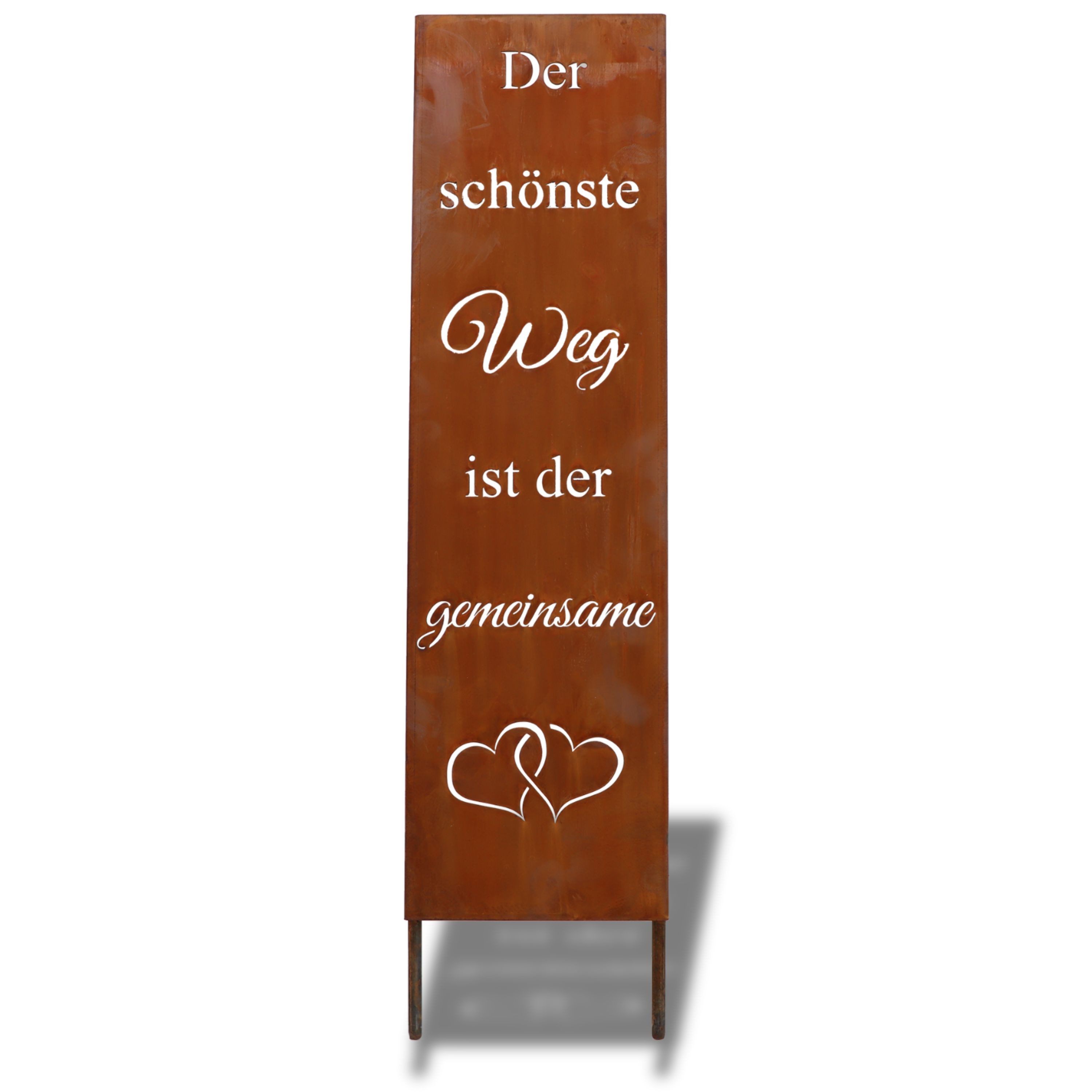 Rostikal Metallschild Gartenschild Hochzeit Edelrost 55 cm – Bodenplatte/Stecker, (1 St), Spruchtafel mit Herzmotiv – wetterfest & pflegefrei, ideal für Eingang