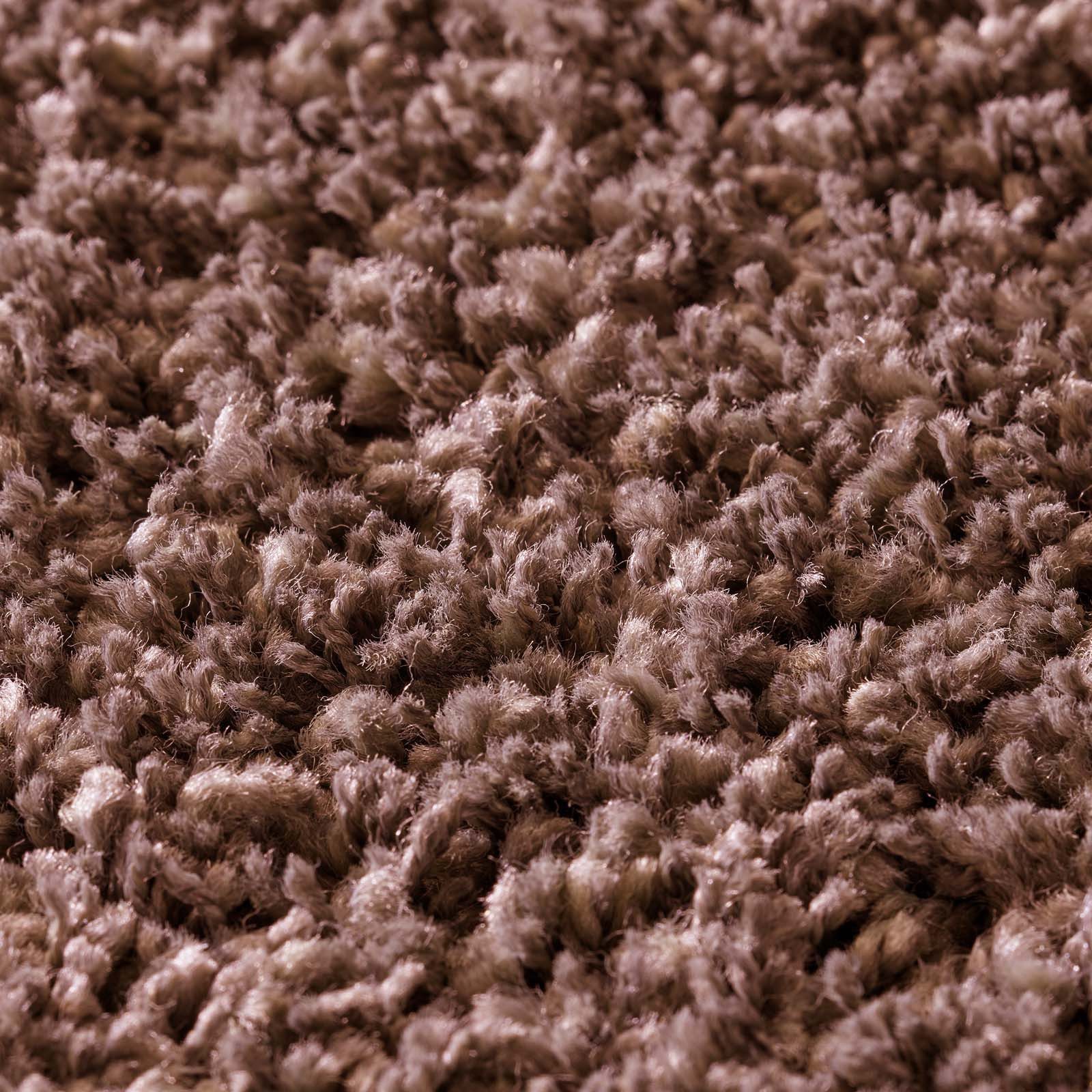 TaCa Home Langflor-Teppich Shaggy Teppich Langflor, rund, Höhe: 60 mm, Schlafzimmer Kinderzimmer Wohnzimmer, rostbraun - 120 x 120 cm rund – Bild 5 von 5