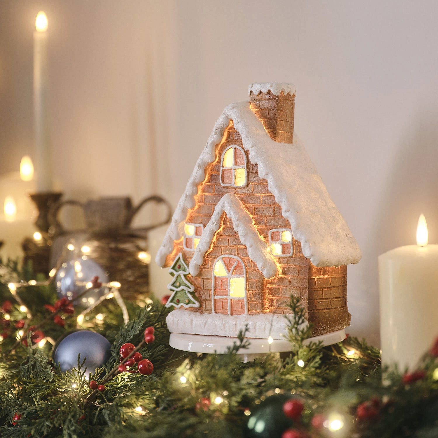 Lights4fun LED-Dekofigur LED-Lebkuchenhaus Weihnachtsdeko