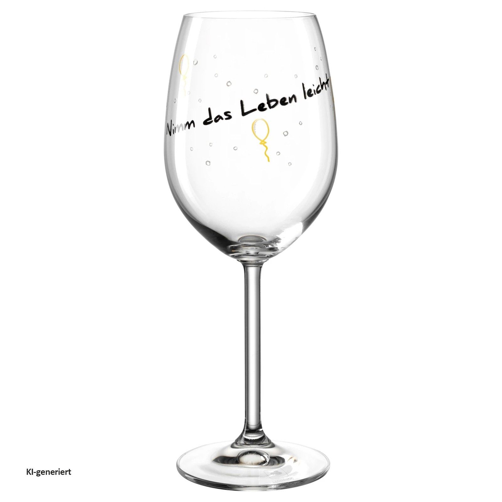 LEONARDO Rotweinglas Weinglas 460 ml 'Nimm das Leben leicht' PRESENTE, 1-tlg., Glas, Weißweinglas Rotweinglas