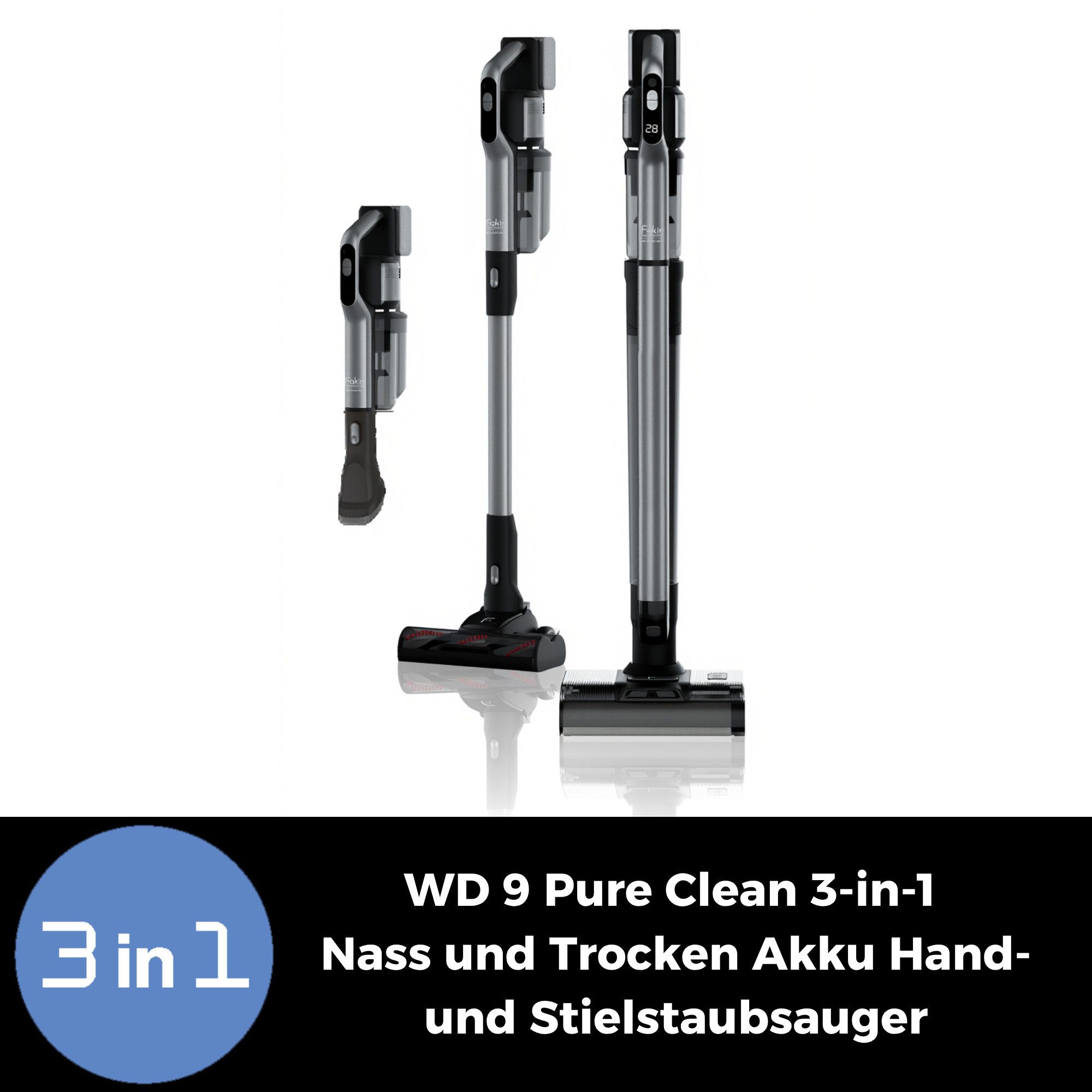 FAKIR Nass-Trocken-Akkusauger FAKIR Nass- & Trocken-Akku-Staubsauger WD 9Pure Clean, 400 W