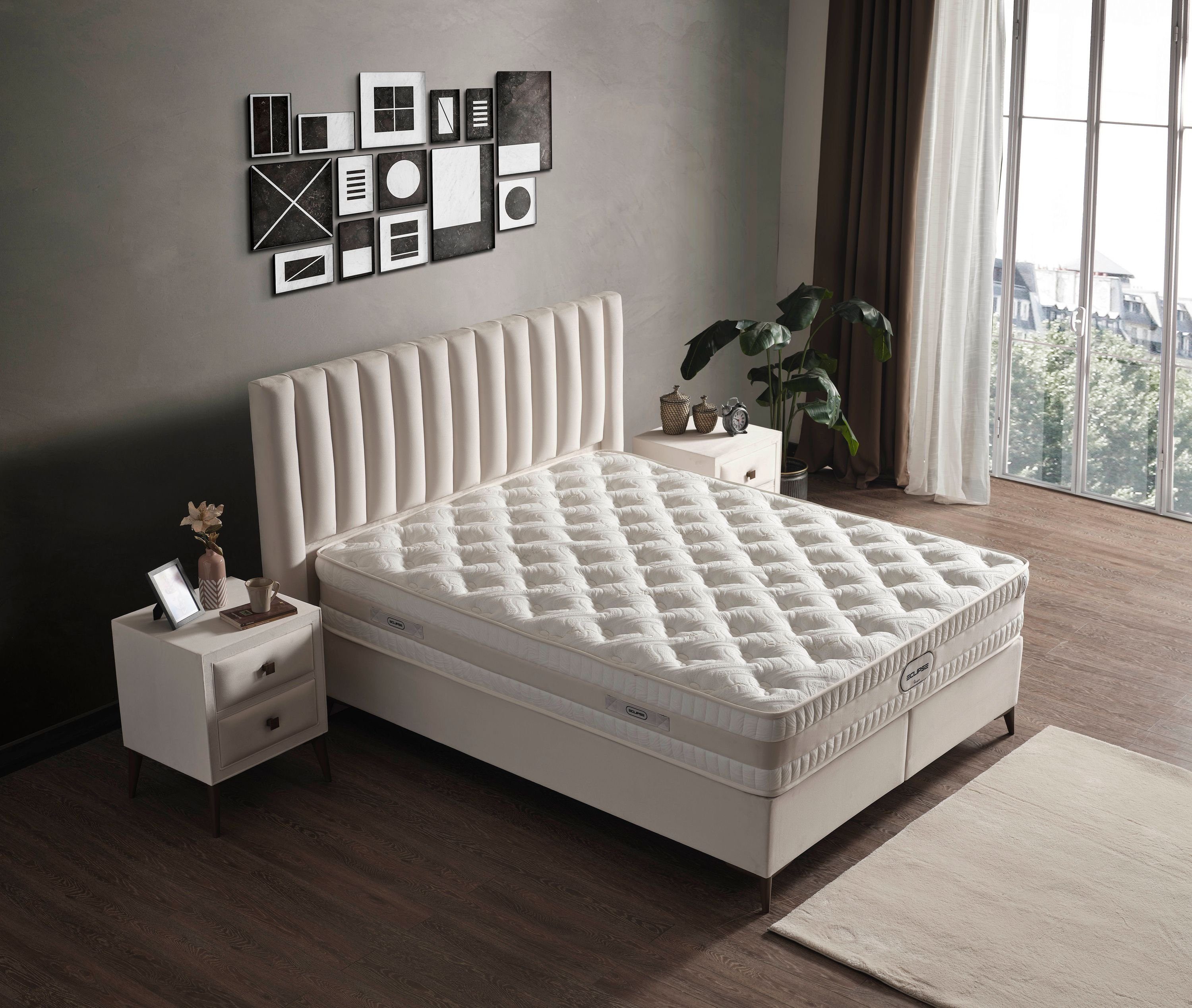 Villa Möbel Boxspringbett Eclipse (Bett Set, Bett Set aus Bettkasten, Kopft günstig online kaufen