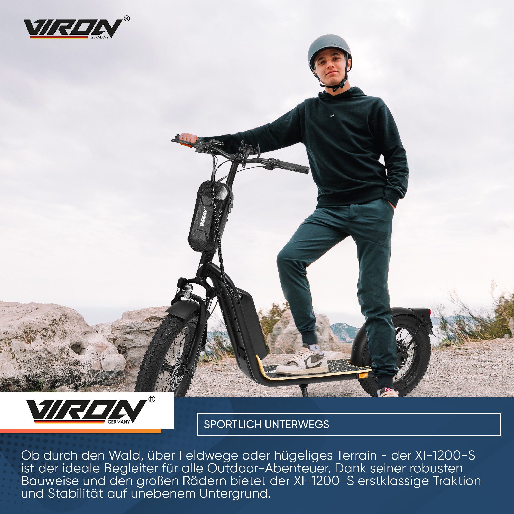 Viron E-Scooter mit Straßenzulassung ABE Elektro Scooter Elektroroller eKFV Zulassung, 20,00 km/h