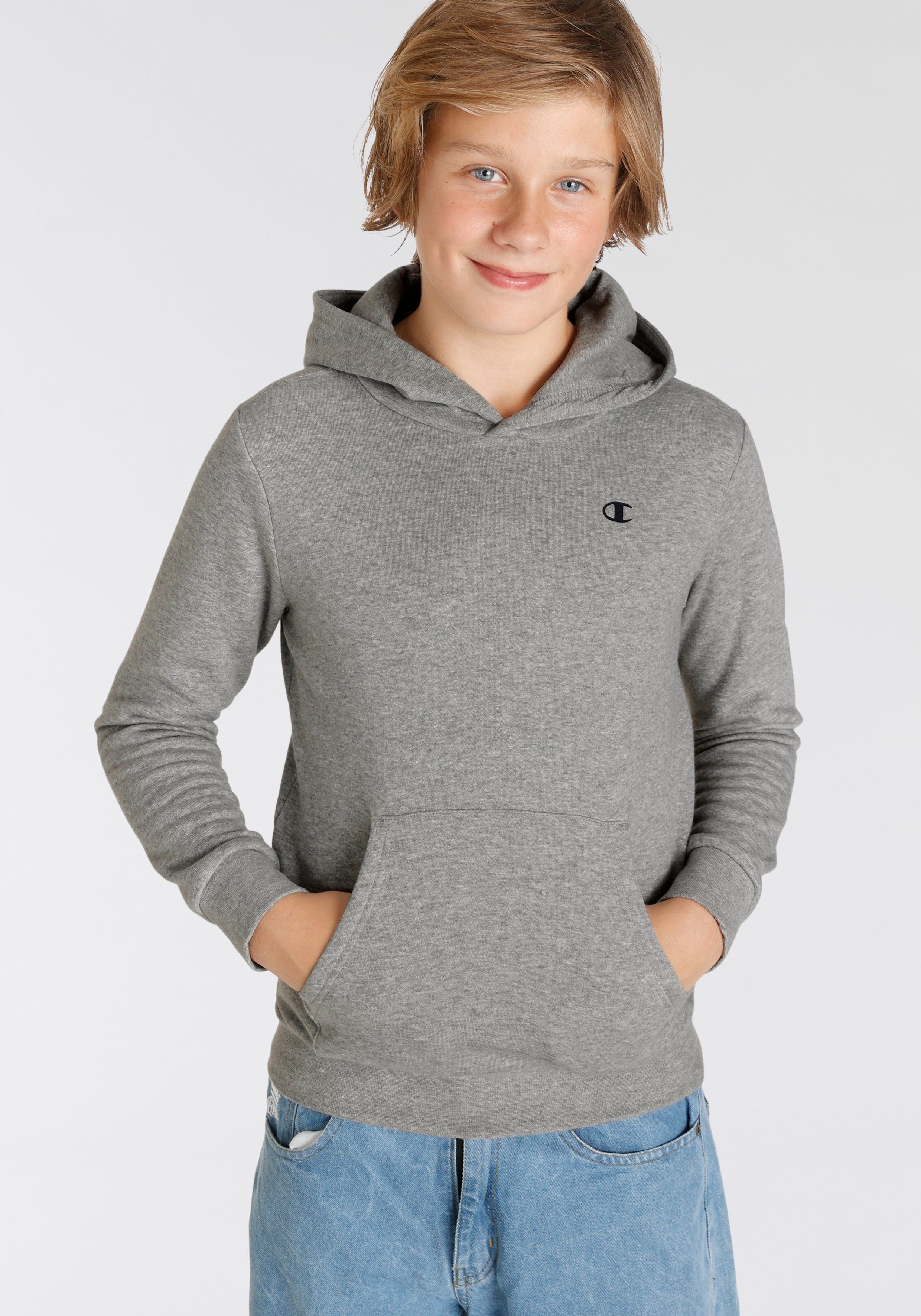 Champion Sweatshirt Basic Hooded Sweatshirt Kinder für grau 