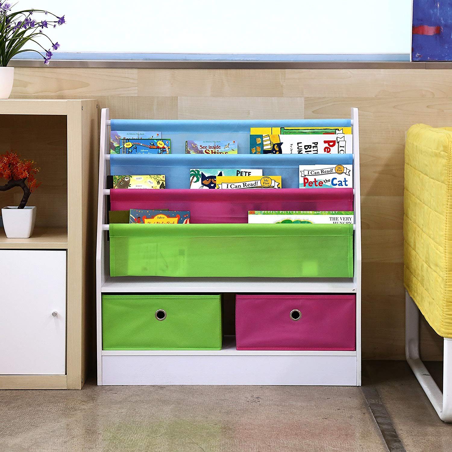 Homfa Bücherregal, Kinderregal, Spielzeugschrank, Kindermöbel, Kinderzimmer