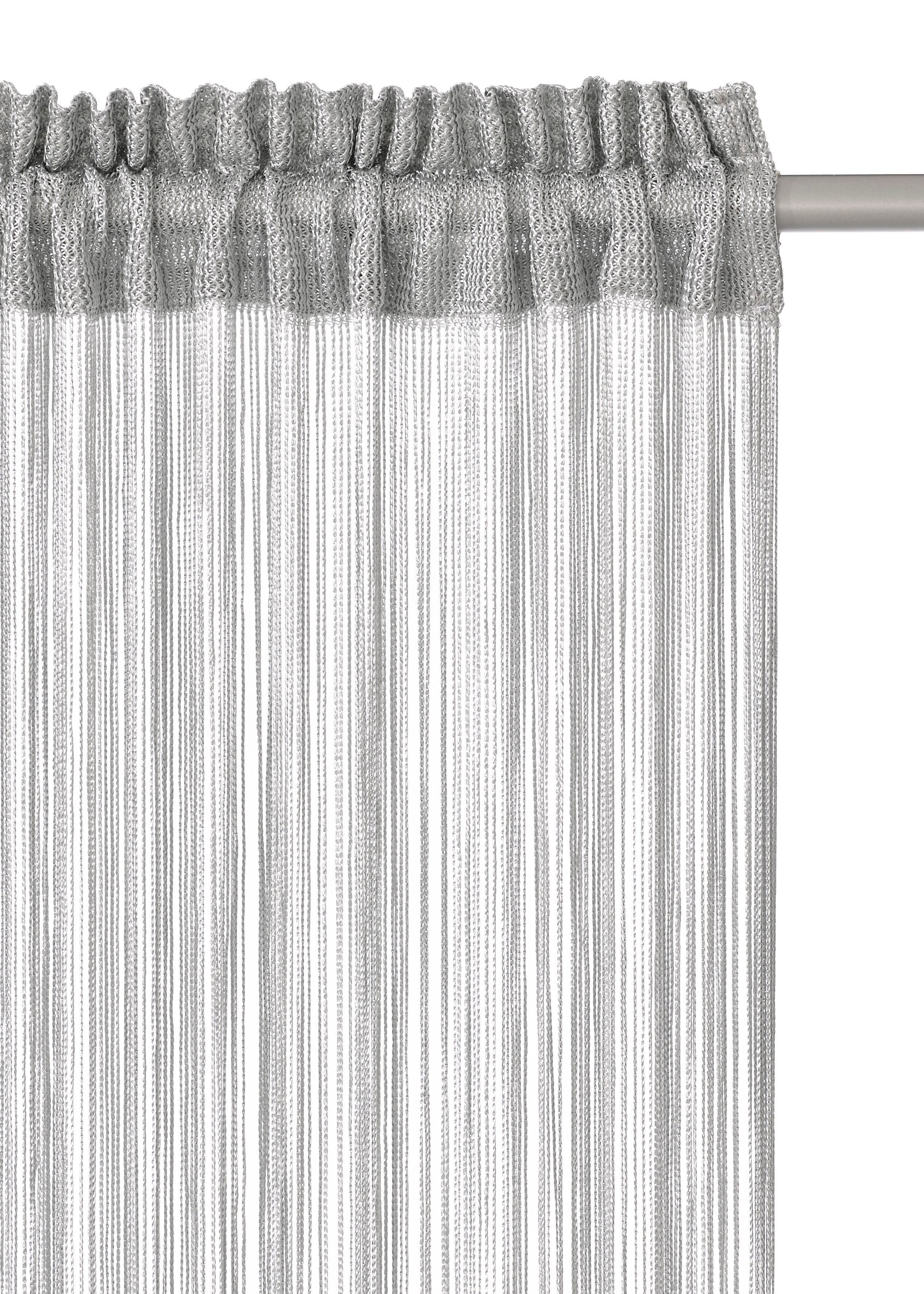 Fadenvorhang Stangendurchzug my pflegeleicht Polyester, (1 silbergrau transparent, multifunktional, Fao-Uni, Kräuselband, St), transparent, home,