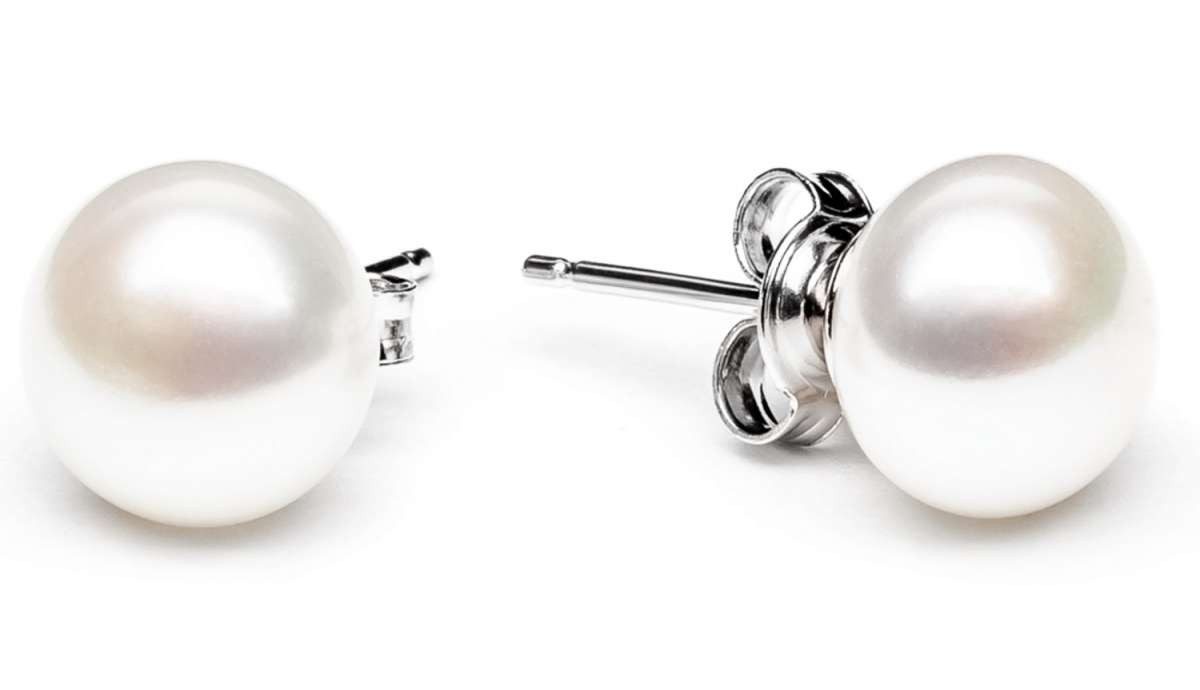 Gaura Pearls Paar Ohrstecker Perlenohrstecker weiß 7.5-8 mm, Button, echte günstig online kaufen