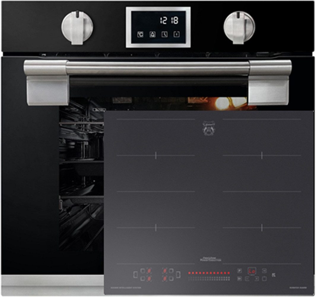 Kaiser Küchengeräte Backofen-Set Herd Set Autark Einbau Backofen, Pyrolyse Backofen, 11 Funktionen 60 cm, 79L+ Induktions Kochfeld Autark Herd Power Booster 60 cm Anti Scratch/ matt EH 6338 s+KCT 6110 FI., mit 1-fach-Teleskopauszug