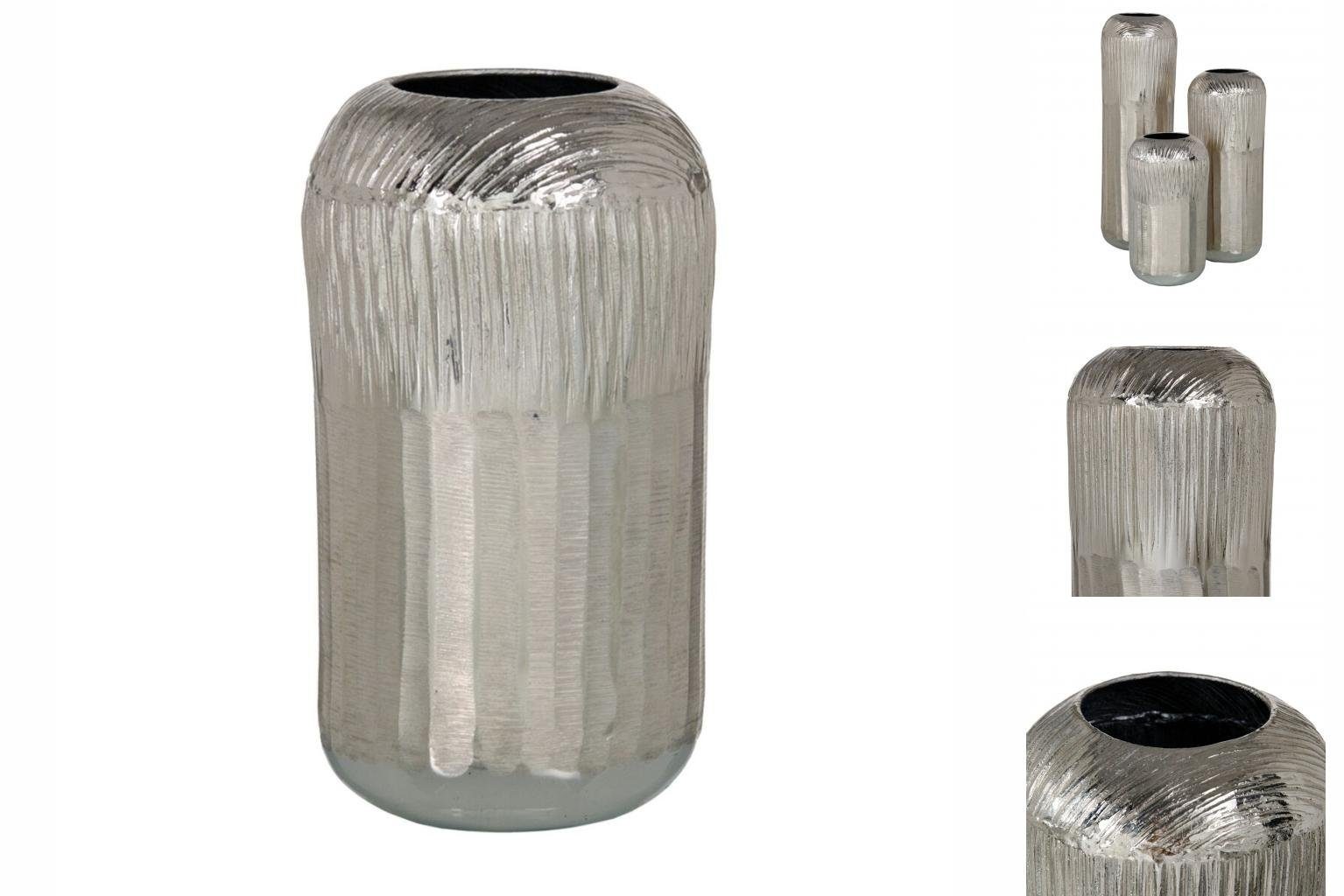 Bigbuy Dekovase Vase 15 x 15 x 28 cm Silber Aluminium