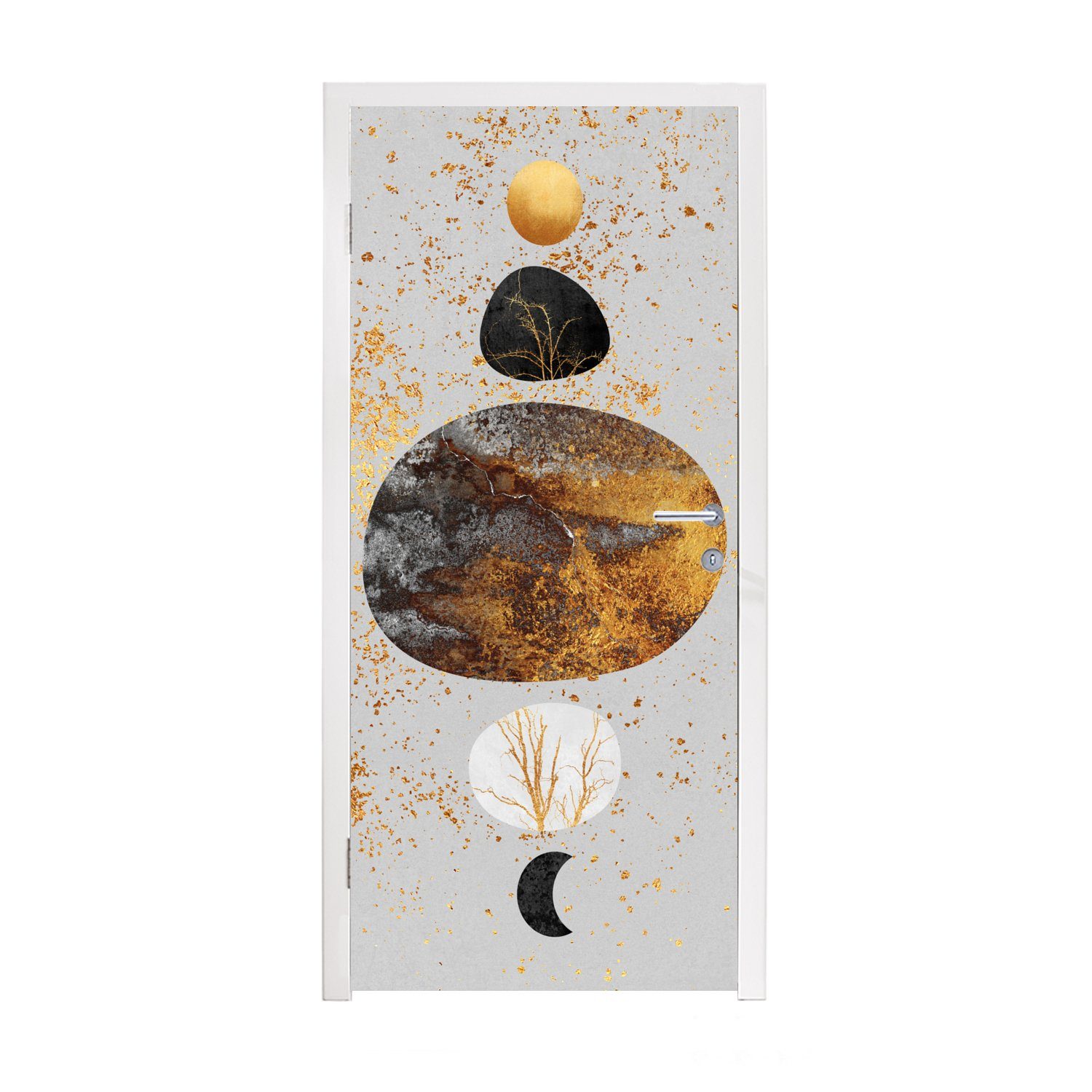 MuchoWow Türtapete Abstrakt - Raum - Gold, Matt, bedruckt, (1 St), Fototapete für Tür, Türaufkleber, 75x205 cm
