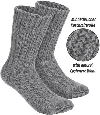 BRUBAKER Kuschelsocken warme Grobstrick Kaschmir-Socken (4-Paar, 48% Schafswolle und 40% Cashmere Anteil) Wintersocken für Damen und Herren