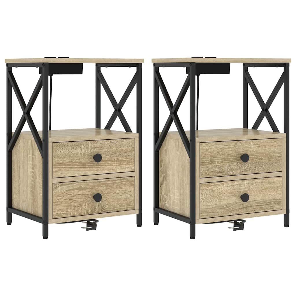 vidaXL Nachttisch Nachttisch 2 stk. Sonoma-Eiche 40 x 31 x 60 cm Holzwerkstoff (2-St)