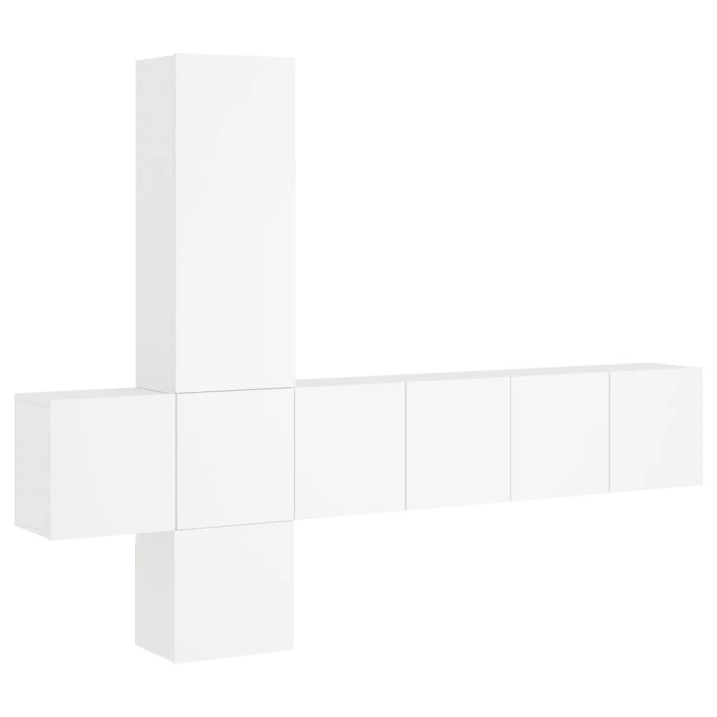 vidaXL TV-Wand 5-tlg. Wohnwand Weiß Holzwerkstoff, (1-St)