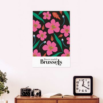 Posterlounge Poster Pineapple Licensing, Flower Market Brussels, Vintage Grafikdesign