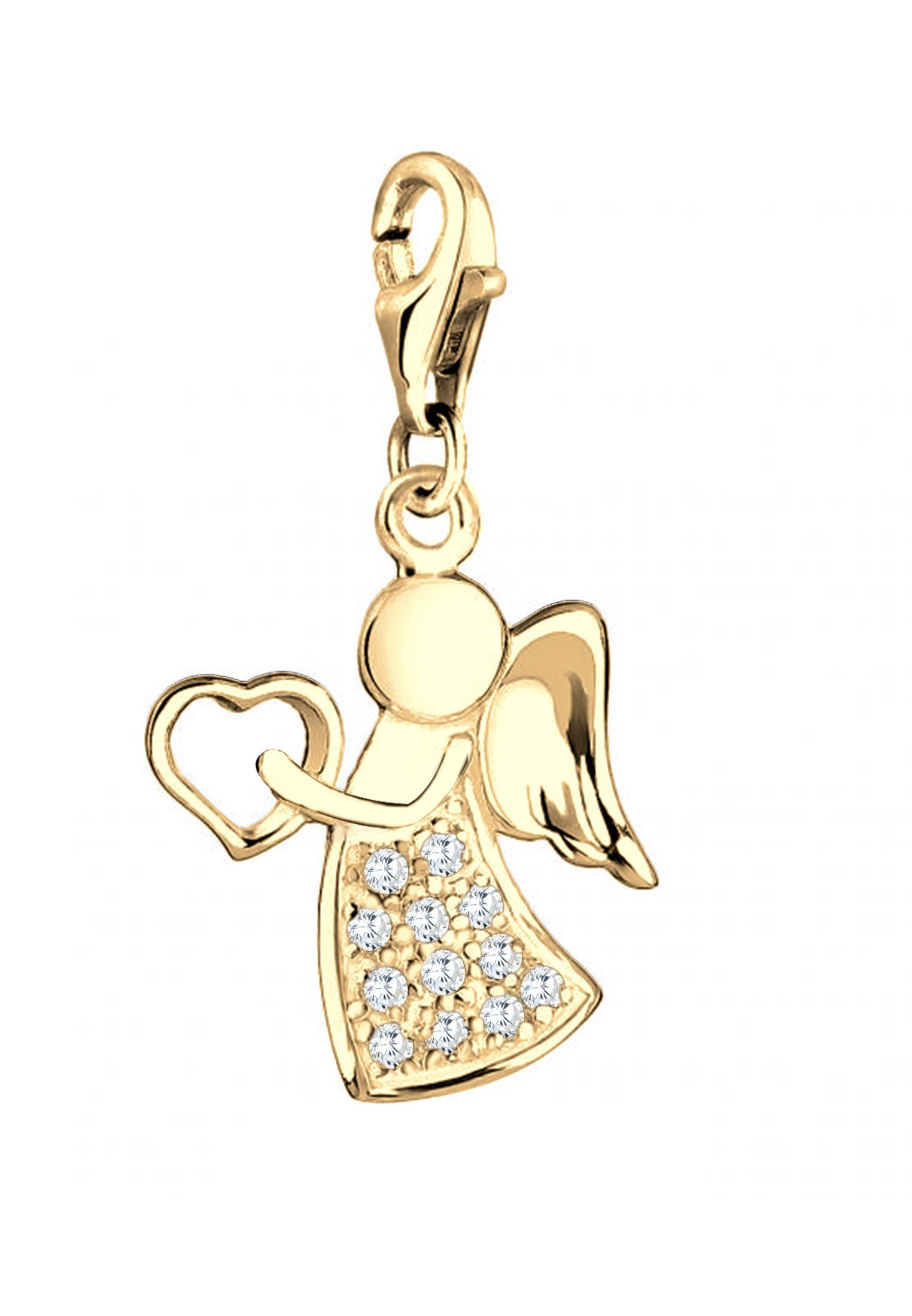 Nenalina Charm-Einhänger Anhänger Engel Glücksbringer Zirkonia 925 Silber