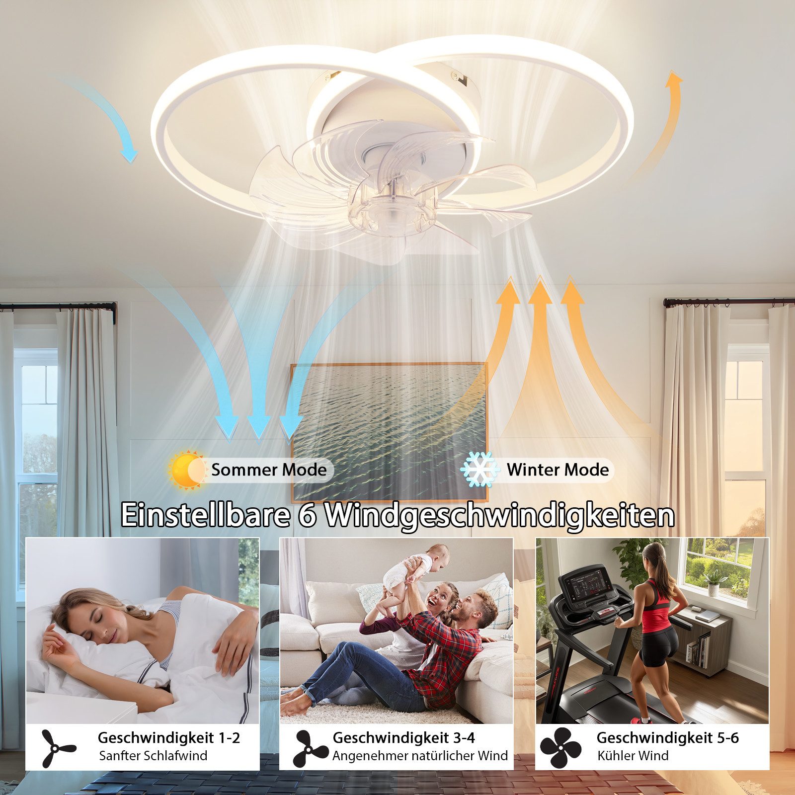 Nettlife Deckenventilator Mit Licht LED 36W günstig online kaufen