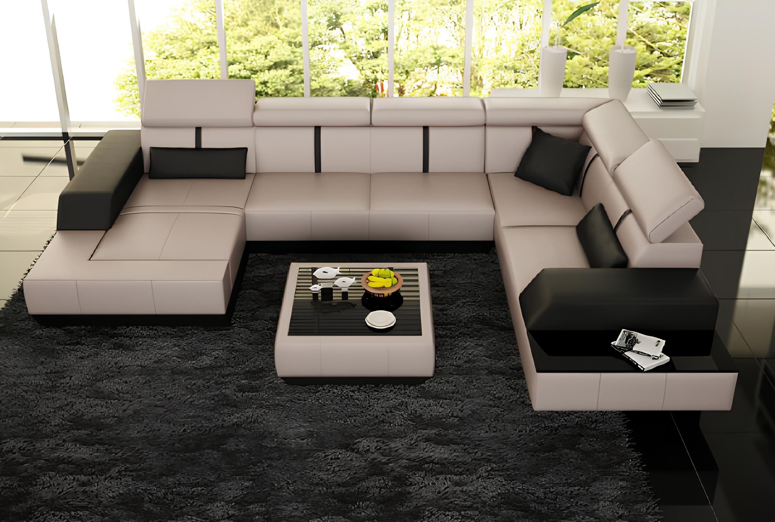 Xlmoebel Ecksofa Moderne Ledercouch mit USB-Anschluss für entspannte Stunden, Hergestellt in Europa